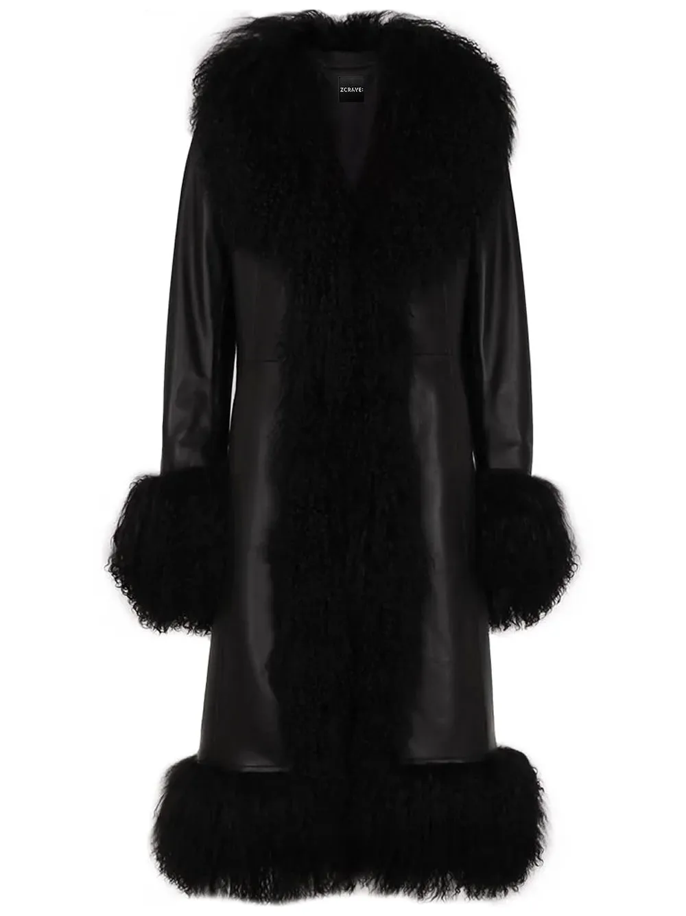 TAJE Shearling Trim Leather Coat