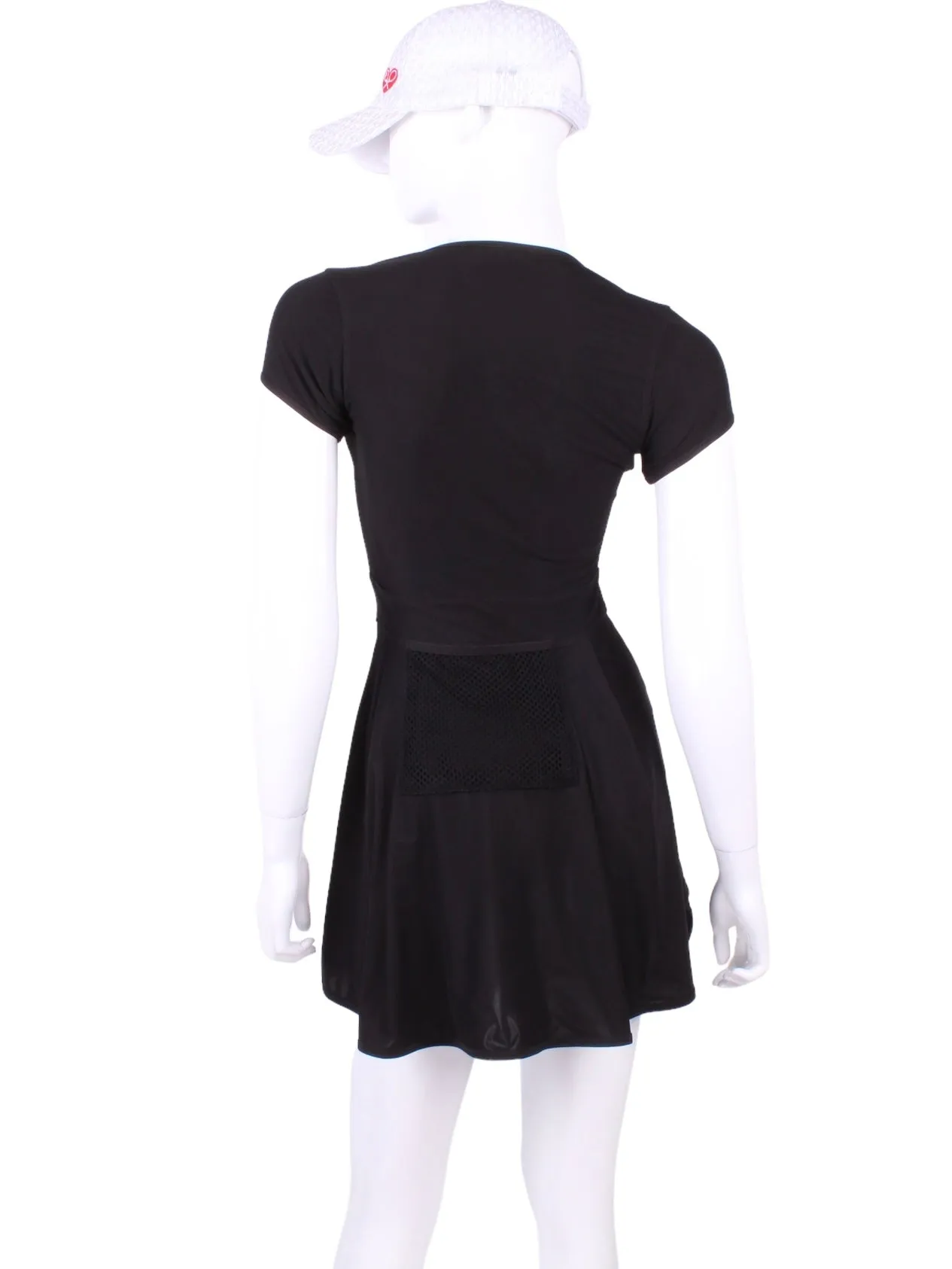 The Adeline Court To Cocktails Tennis Dress Black Mesh On Black