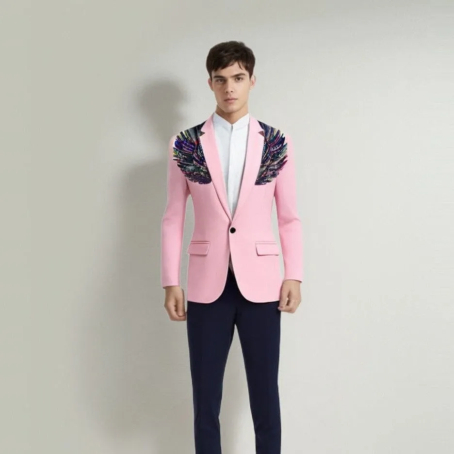 The Cherub Slim Fit Blazer Suit Jacket - Pink