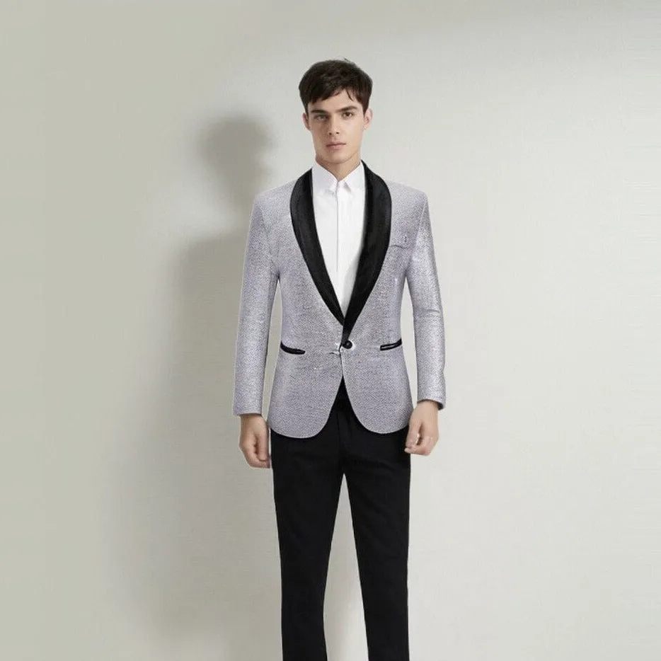 The Crystal Slim Fit Blazer Suit Jacket - Platinum