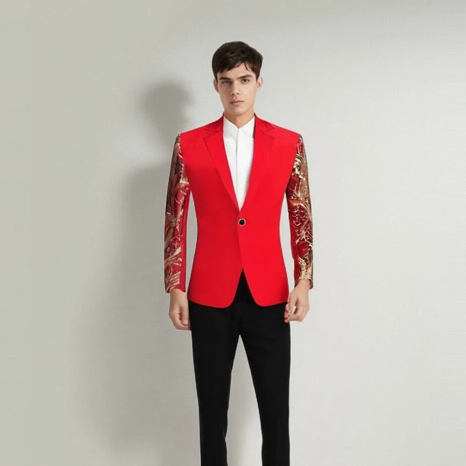 The Eminence Slim Fit Blazer Suit Jacket - Crimson