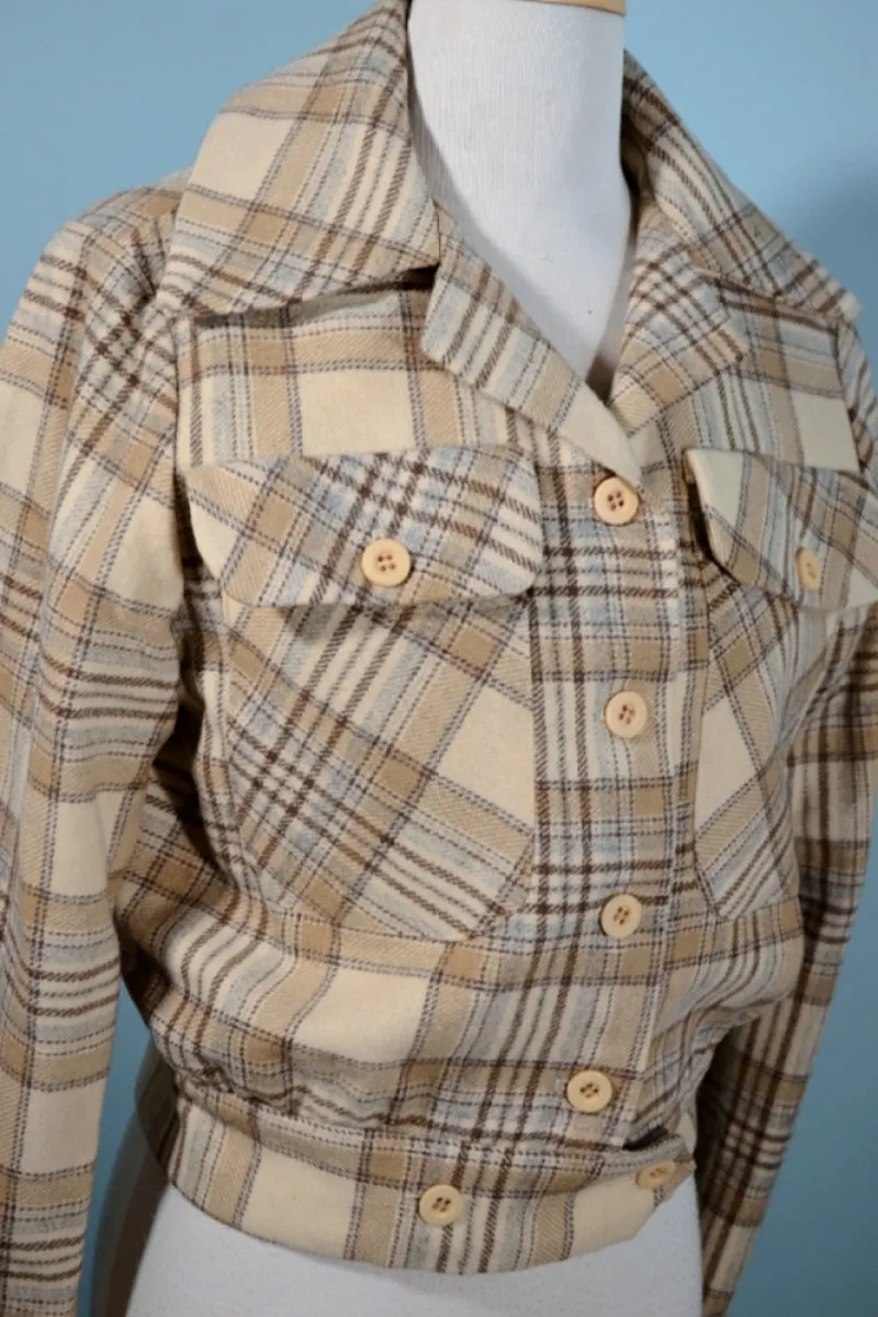 Trousers Up 70s Wool Plaid Bomber Jacket M