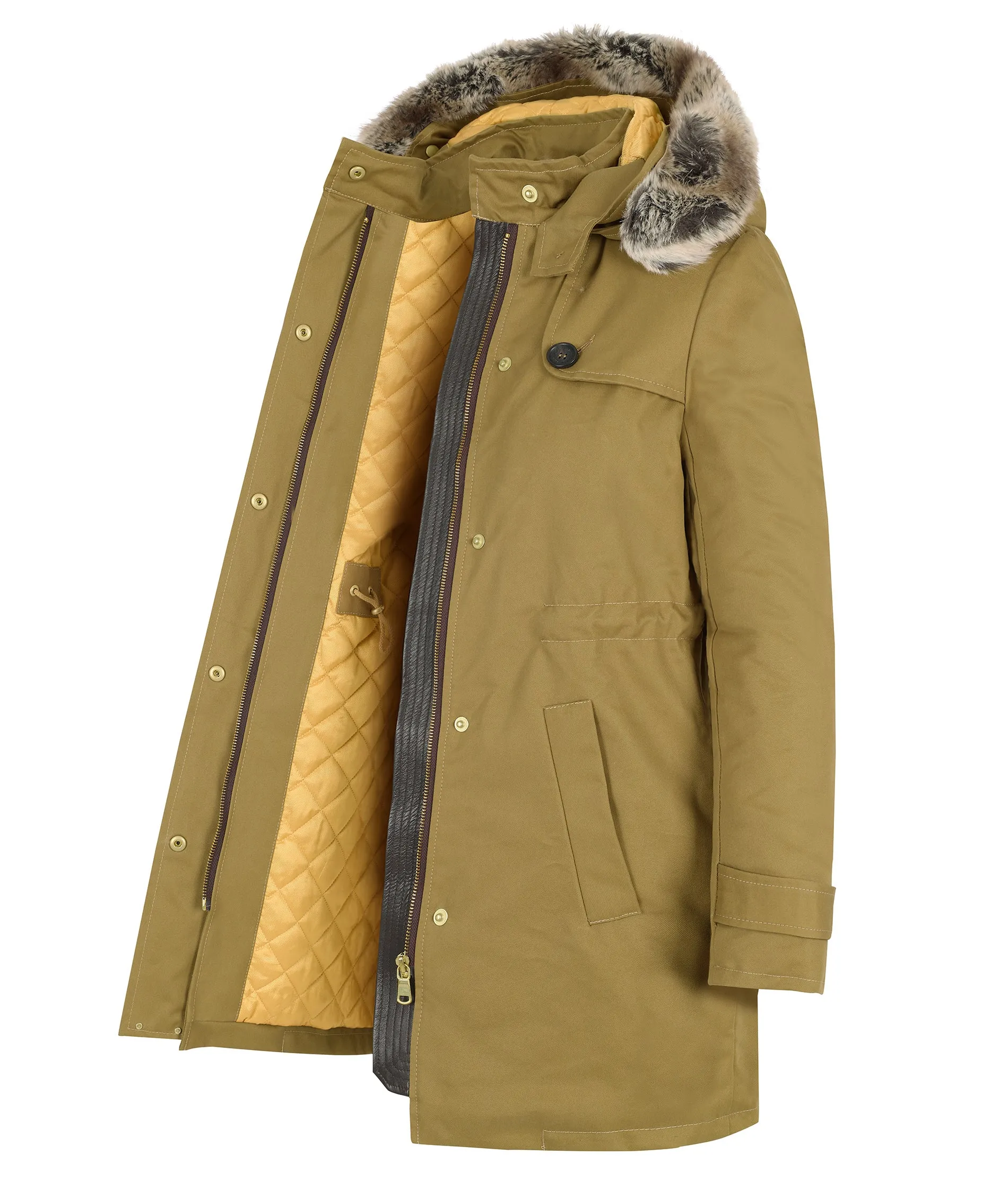 TROY Parka in Khaki - Faux Fur