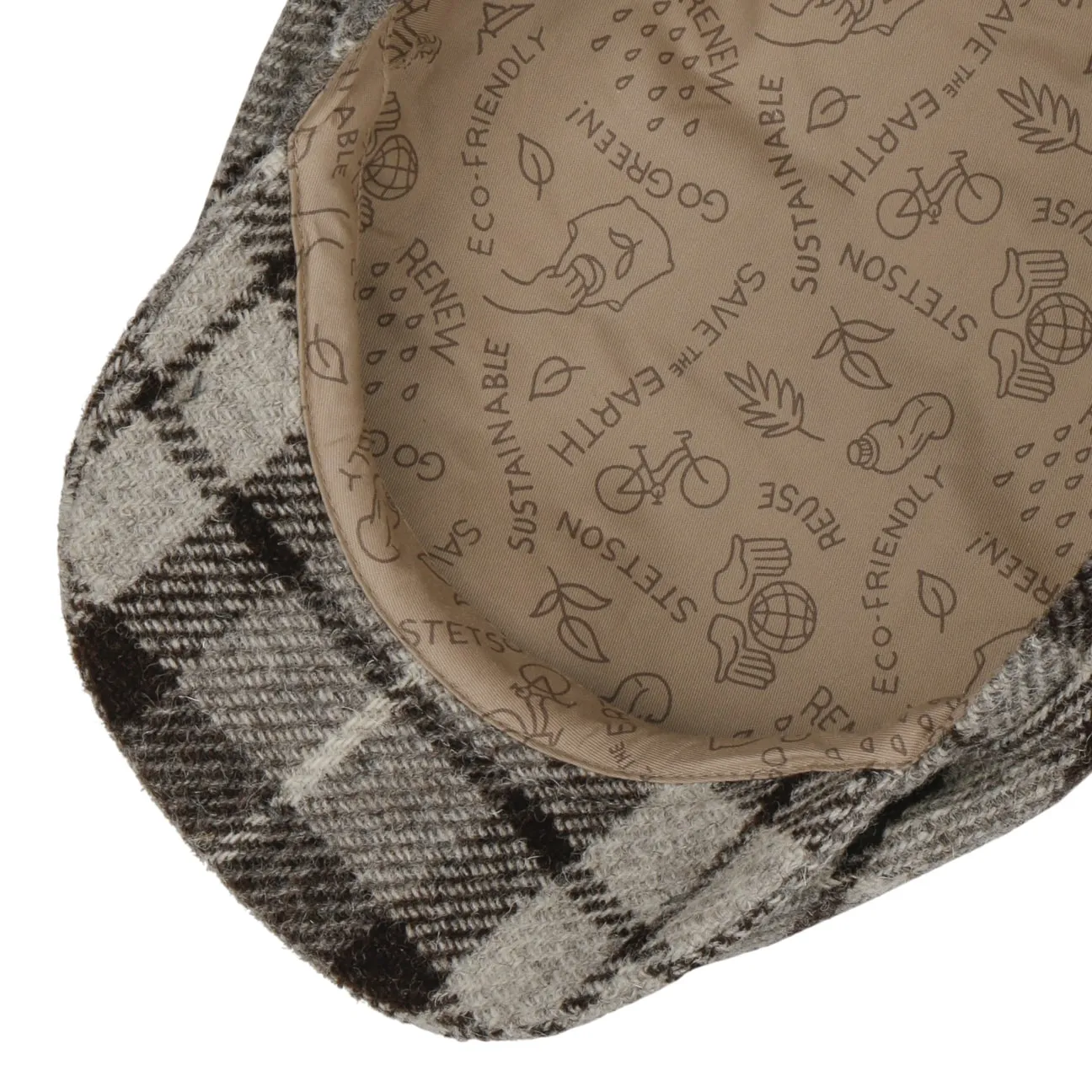 Undyed Harris Tweed Driver Flat Cap by Stetson