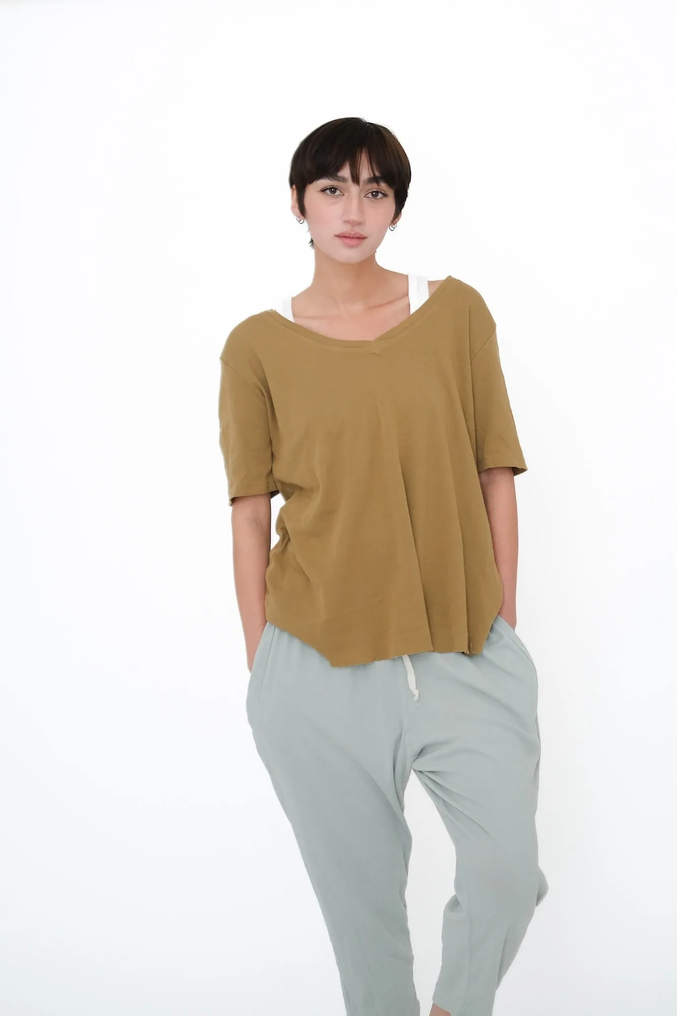 V-Neck T-Shirt, Peanut