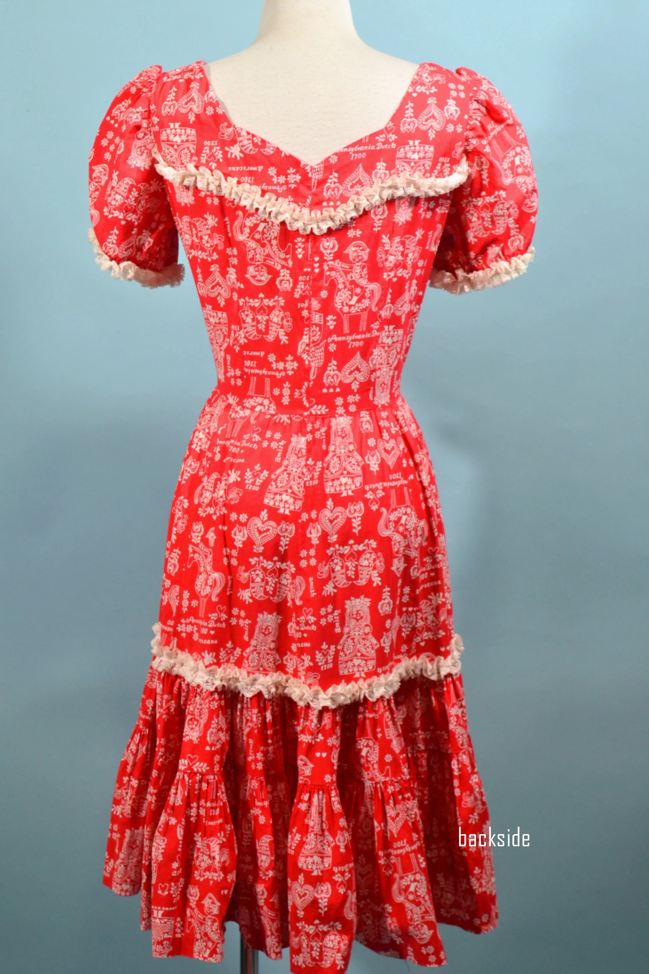 Vintage 50s Novelty Print Rockabilly Americana Square Dance Mini Dress M