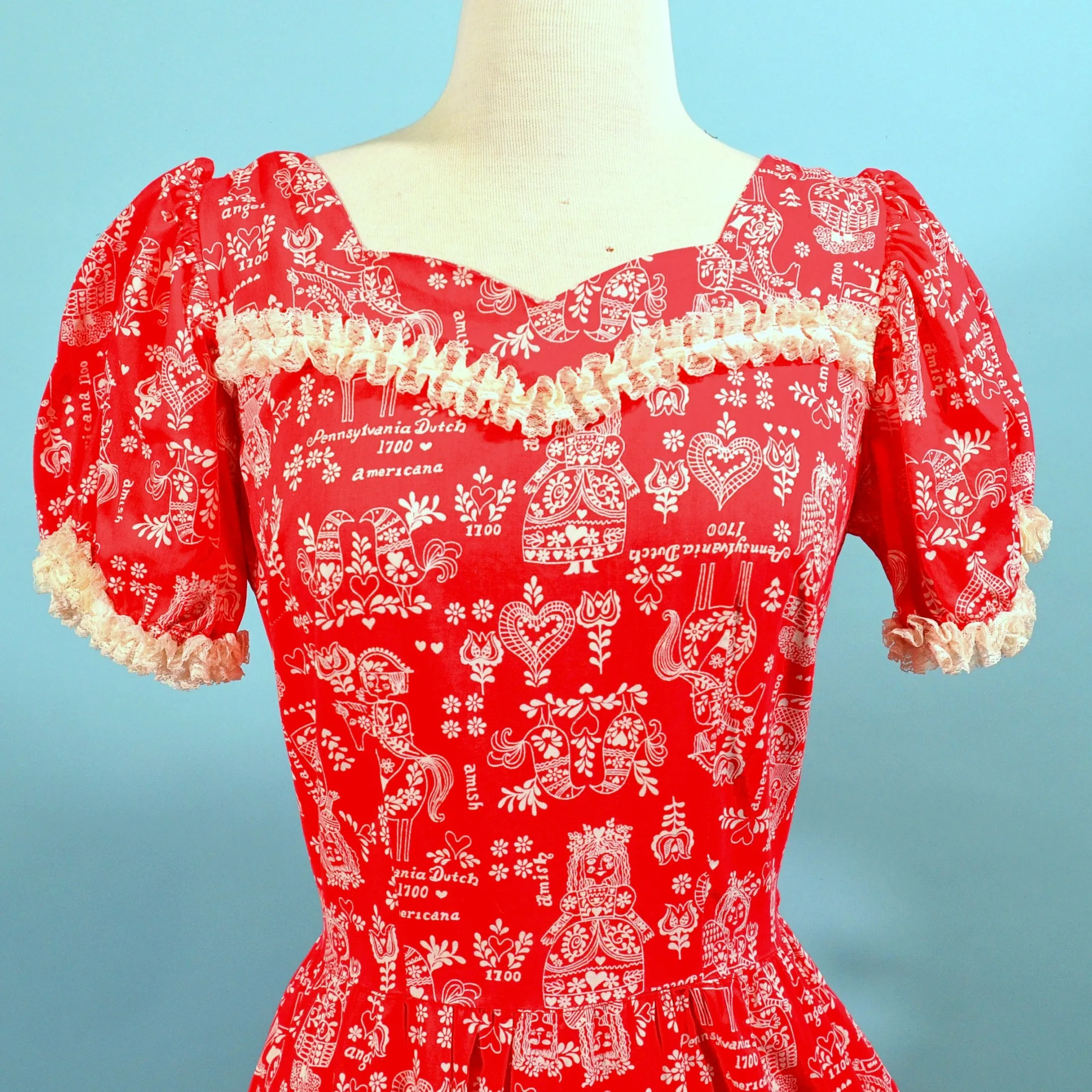 Vintage 50s Novelty Print Rockabilly Americana Square Dance Mini Dress M