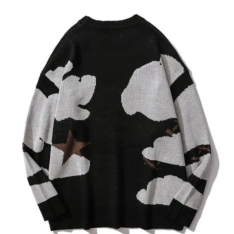 Vintage Cartoon Anime Knitted Sweater for Men