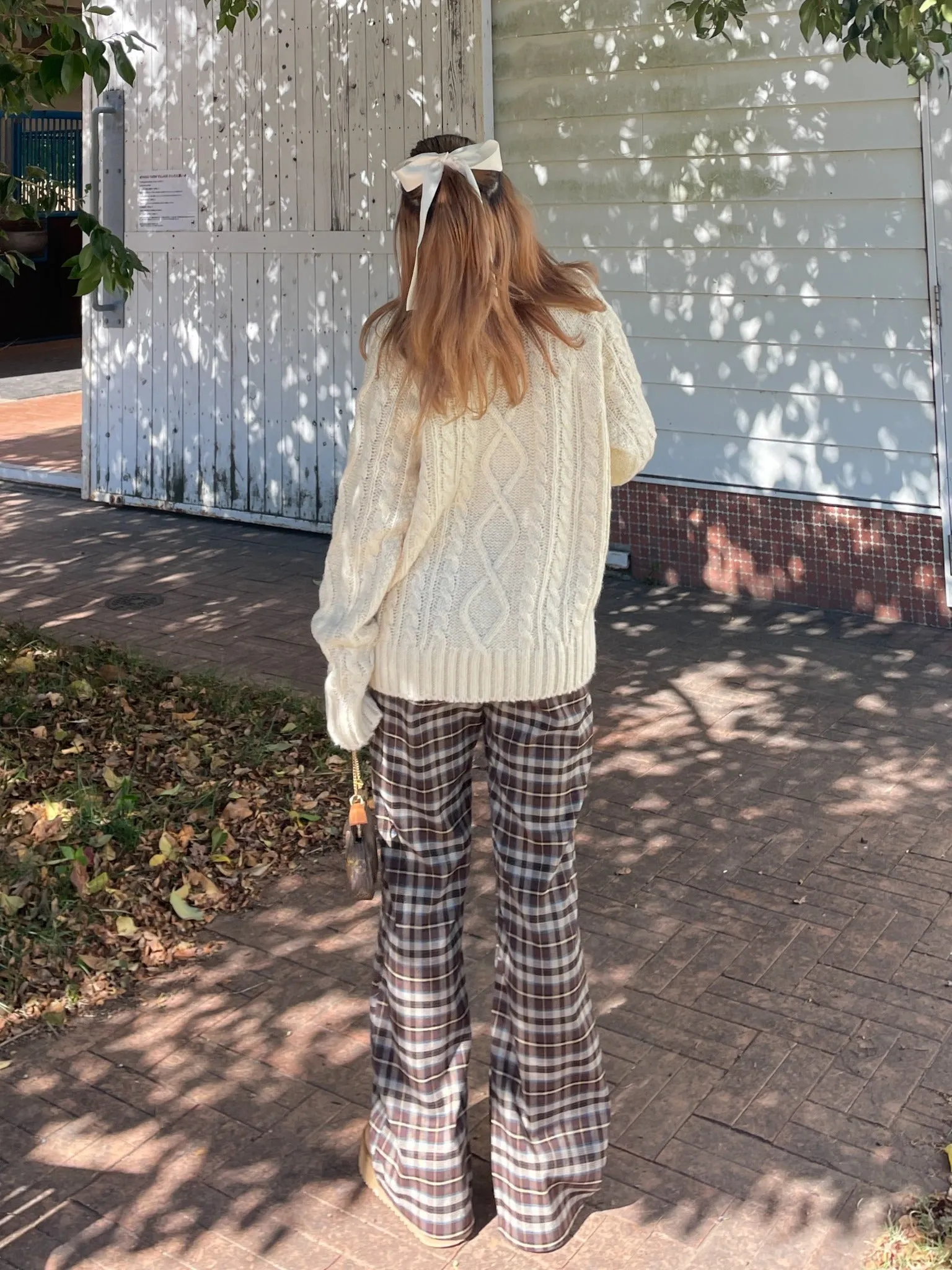 Warmy Check High-waisted Pants