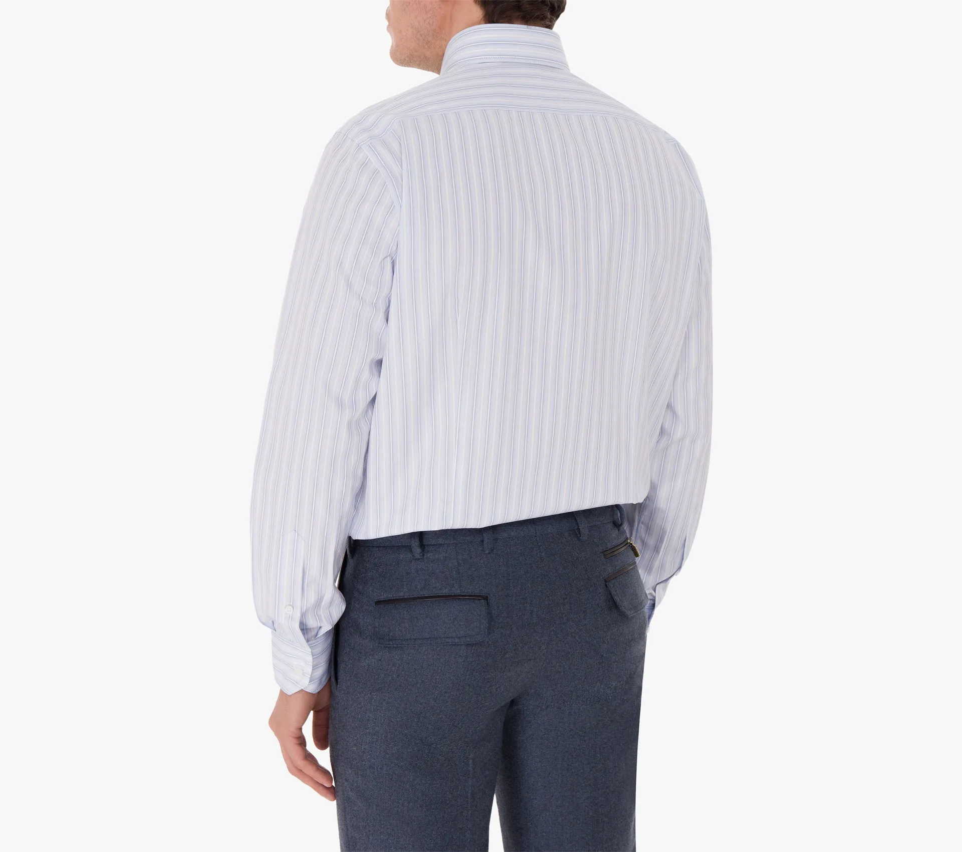 White and Sky-Blue Striped Business Shirt