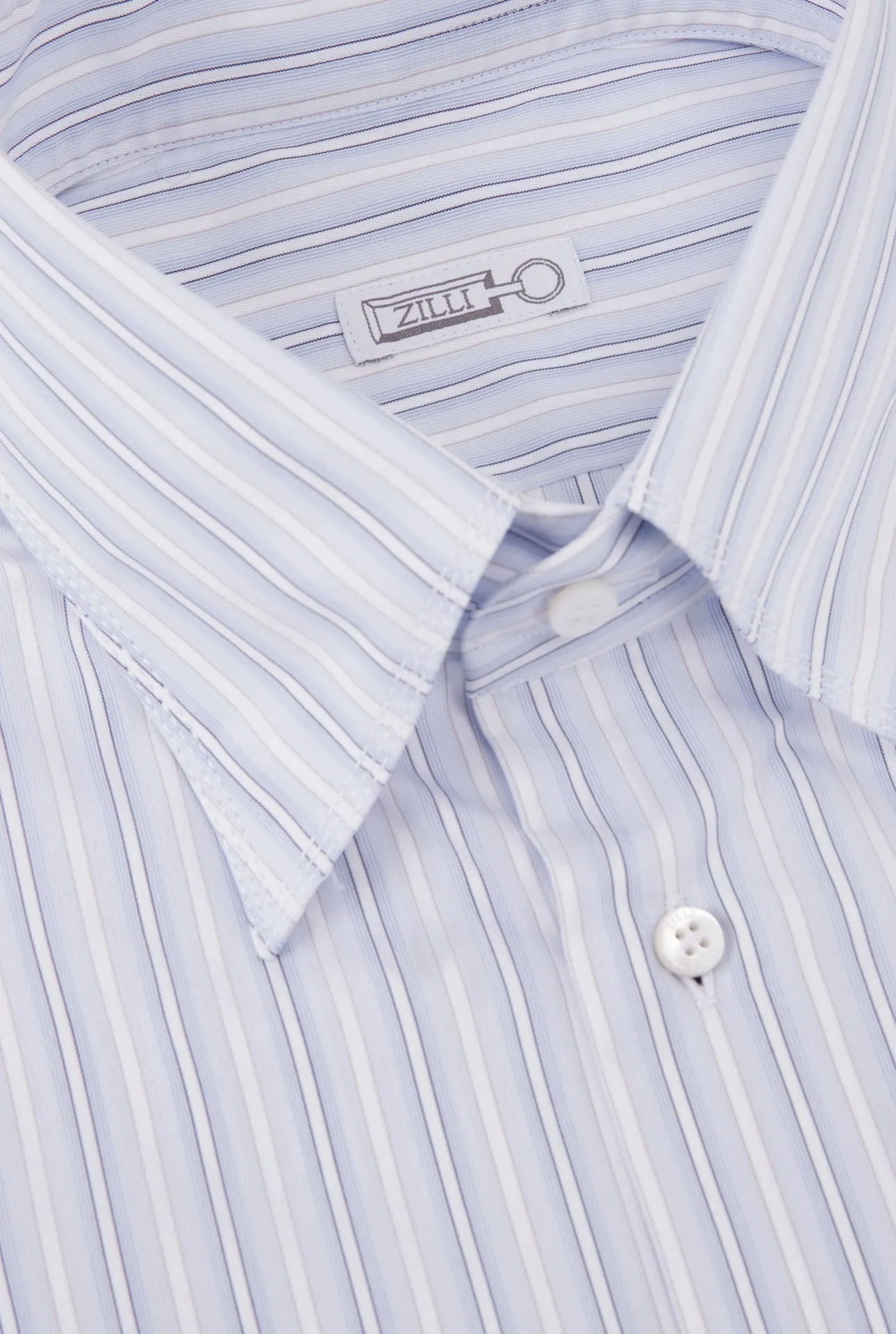 White and Sky-Blue Striped Business Shirt