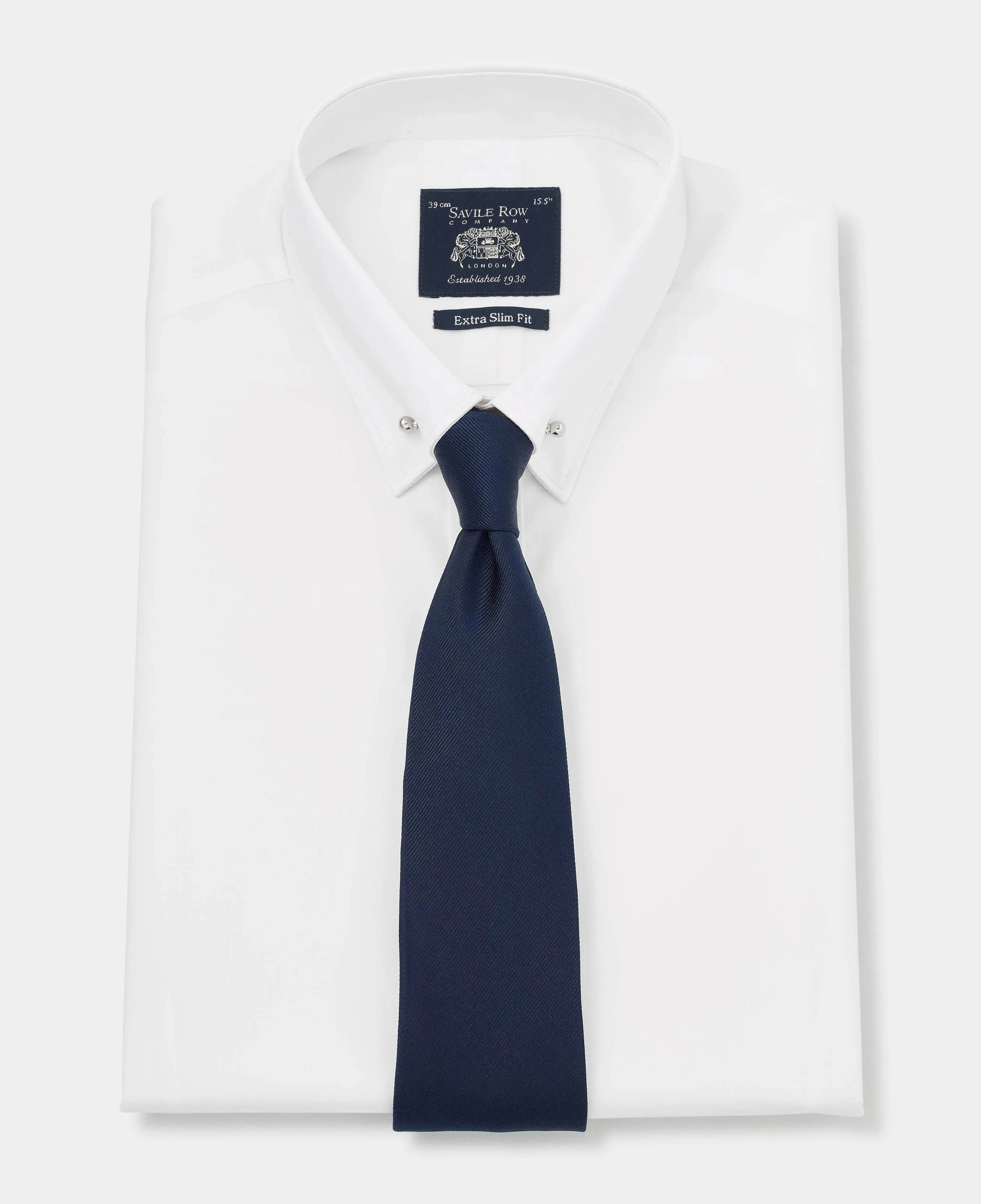 White Extra Slim Fit Pin Collar Shirt - Double Cuff