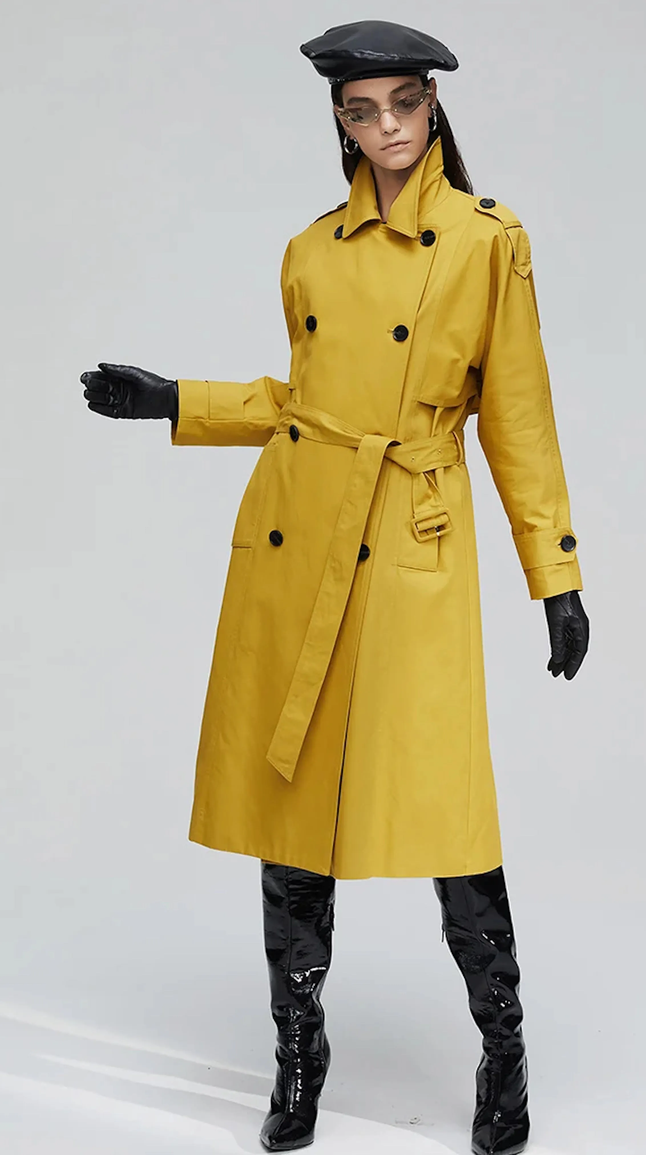 Windbreaker Women Cotton Washed Long Double-breasted Trench Coat