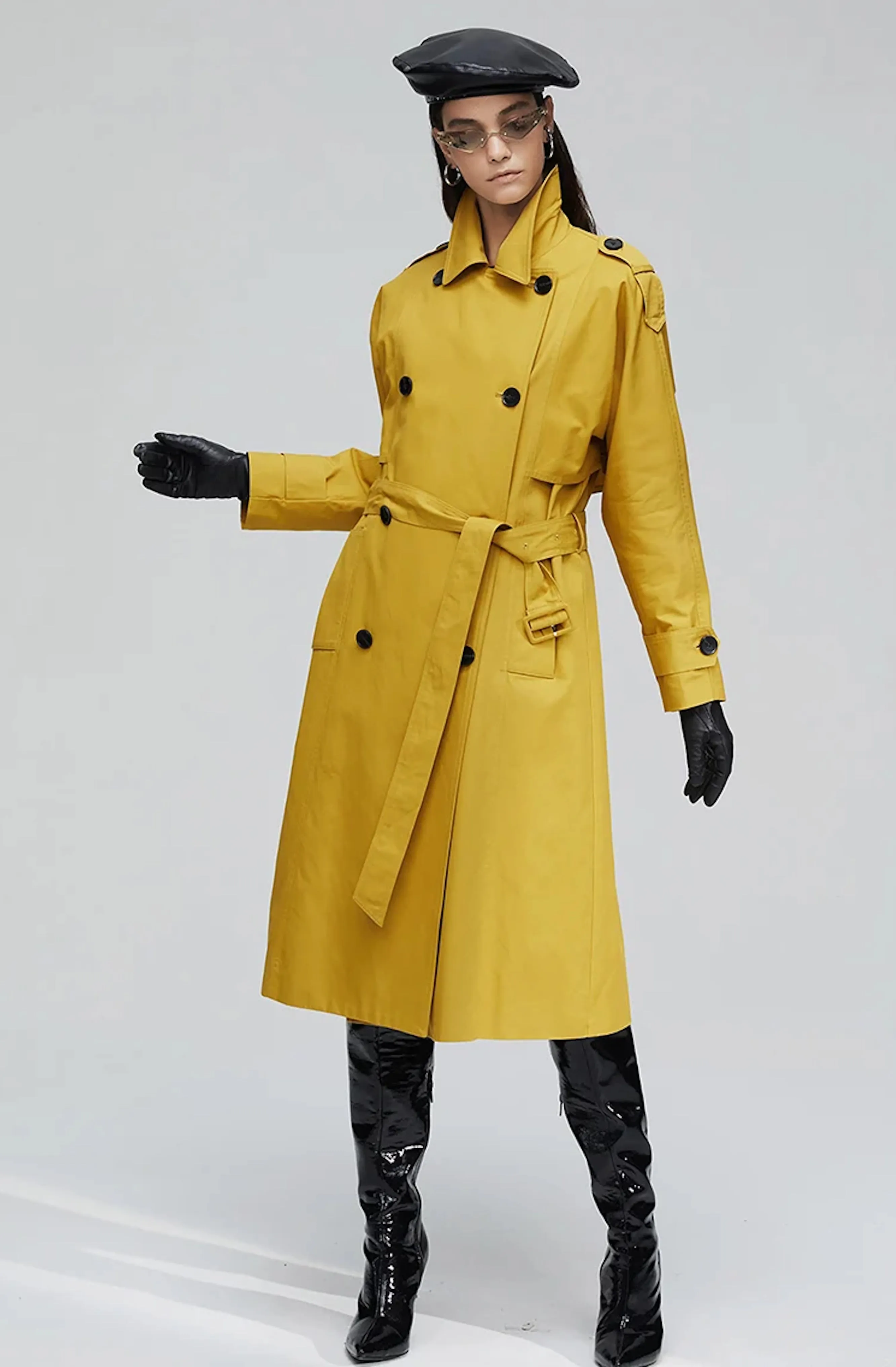 Windbreaker Women Cotton Washed Long Double-breasted Trench Coat