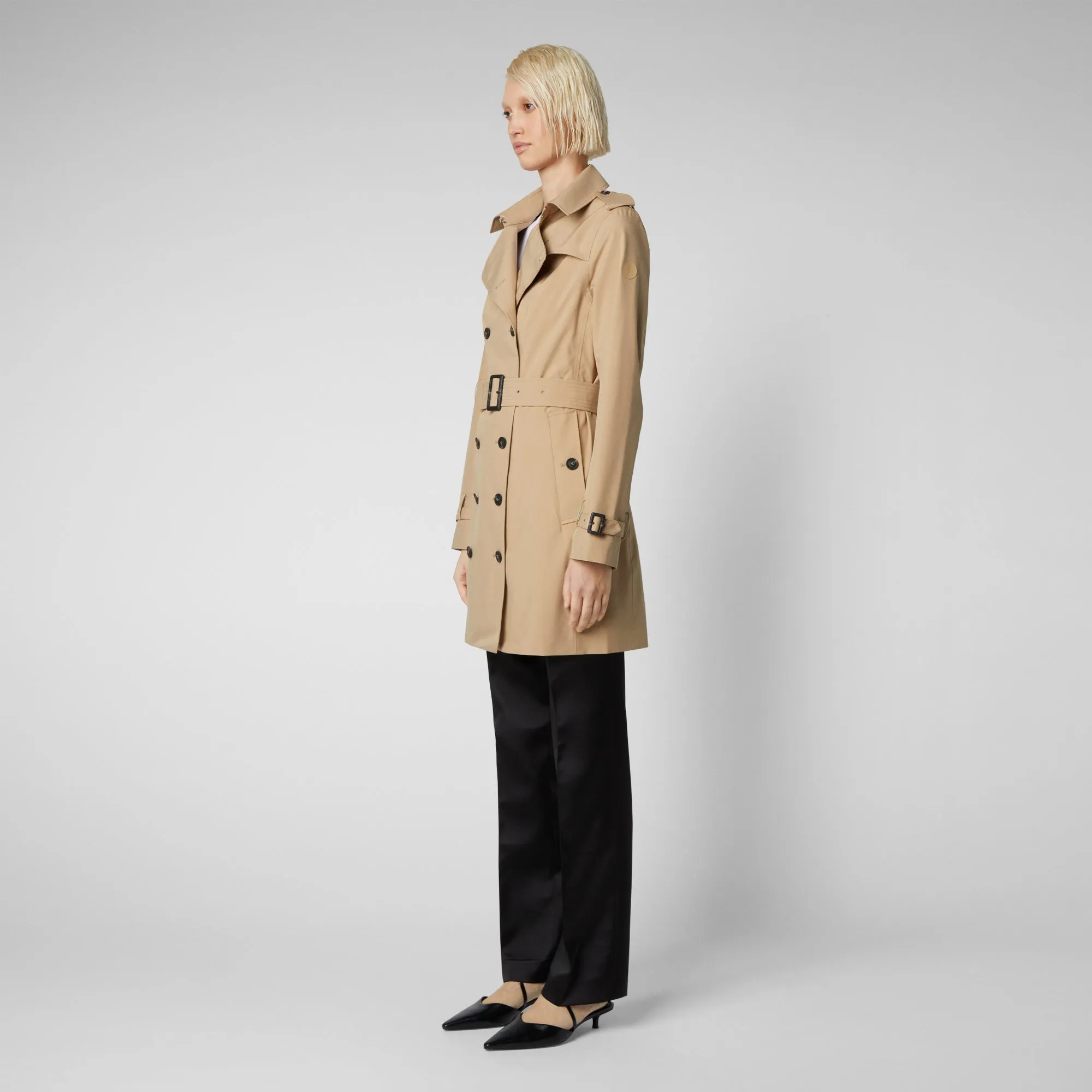 Woman's raincoat Audrey in stardust beige