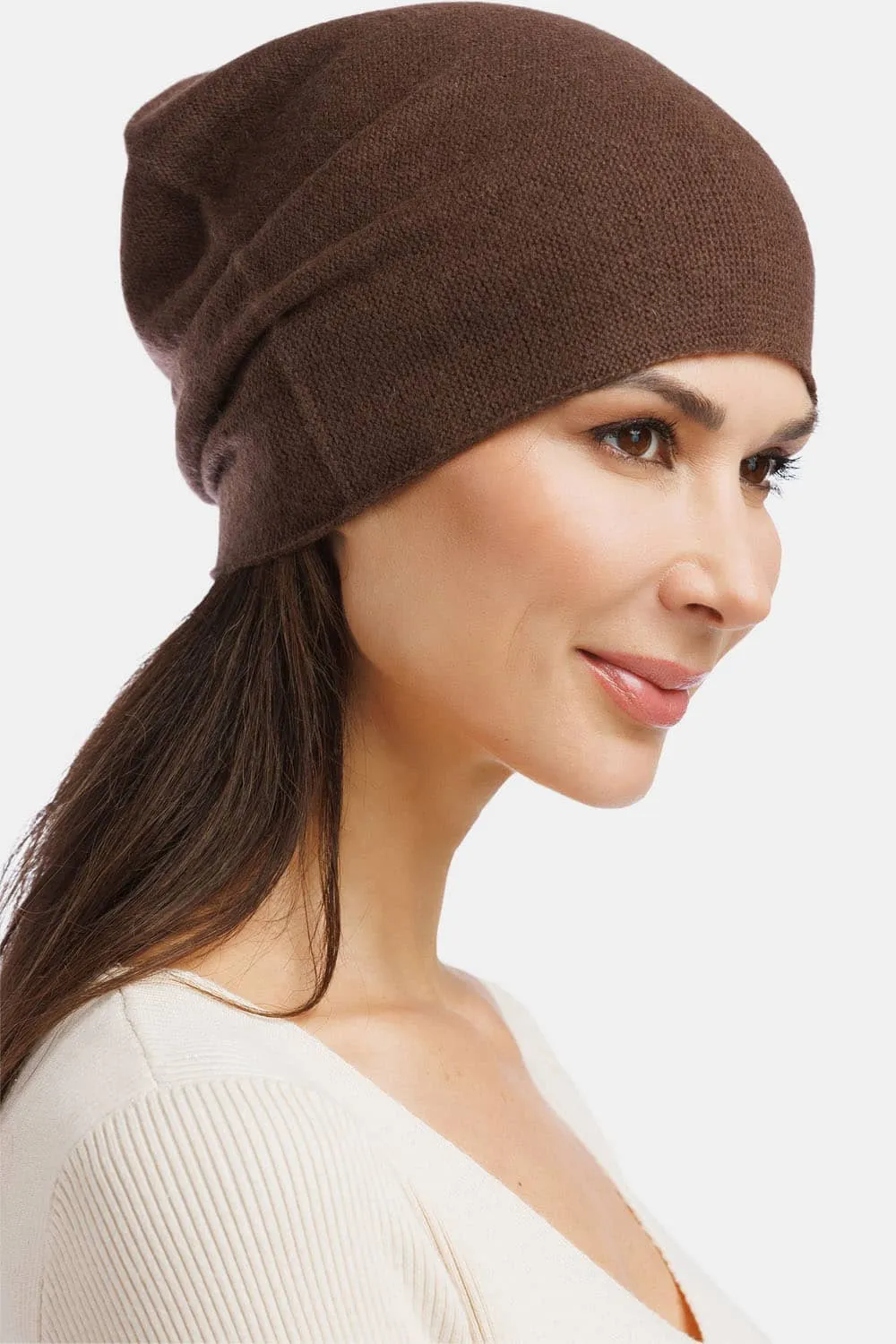 Women's 100% Cashmere Slouchy Beanie Hat