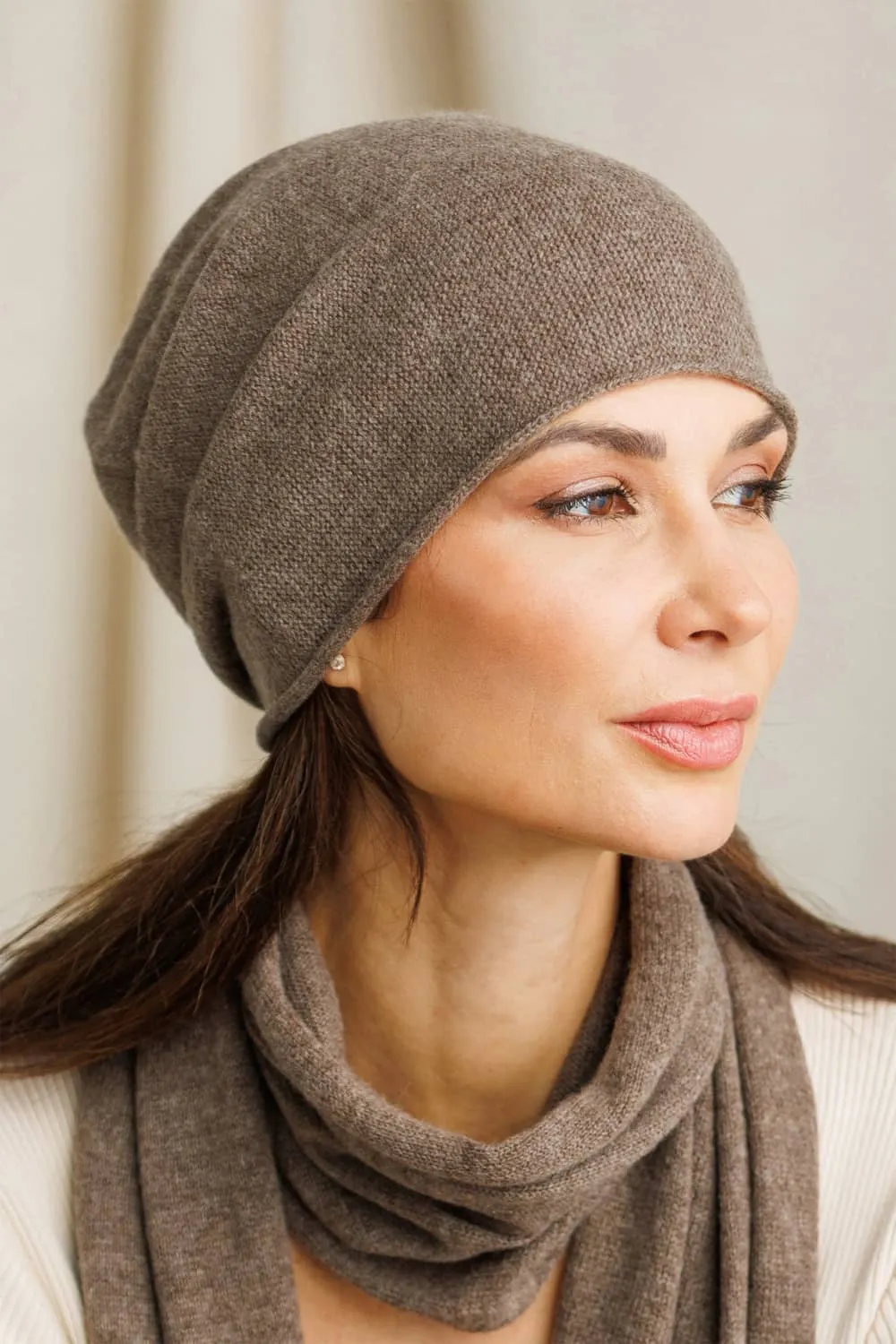 Women's 100% Cashmere Slouchy Beanie Hat