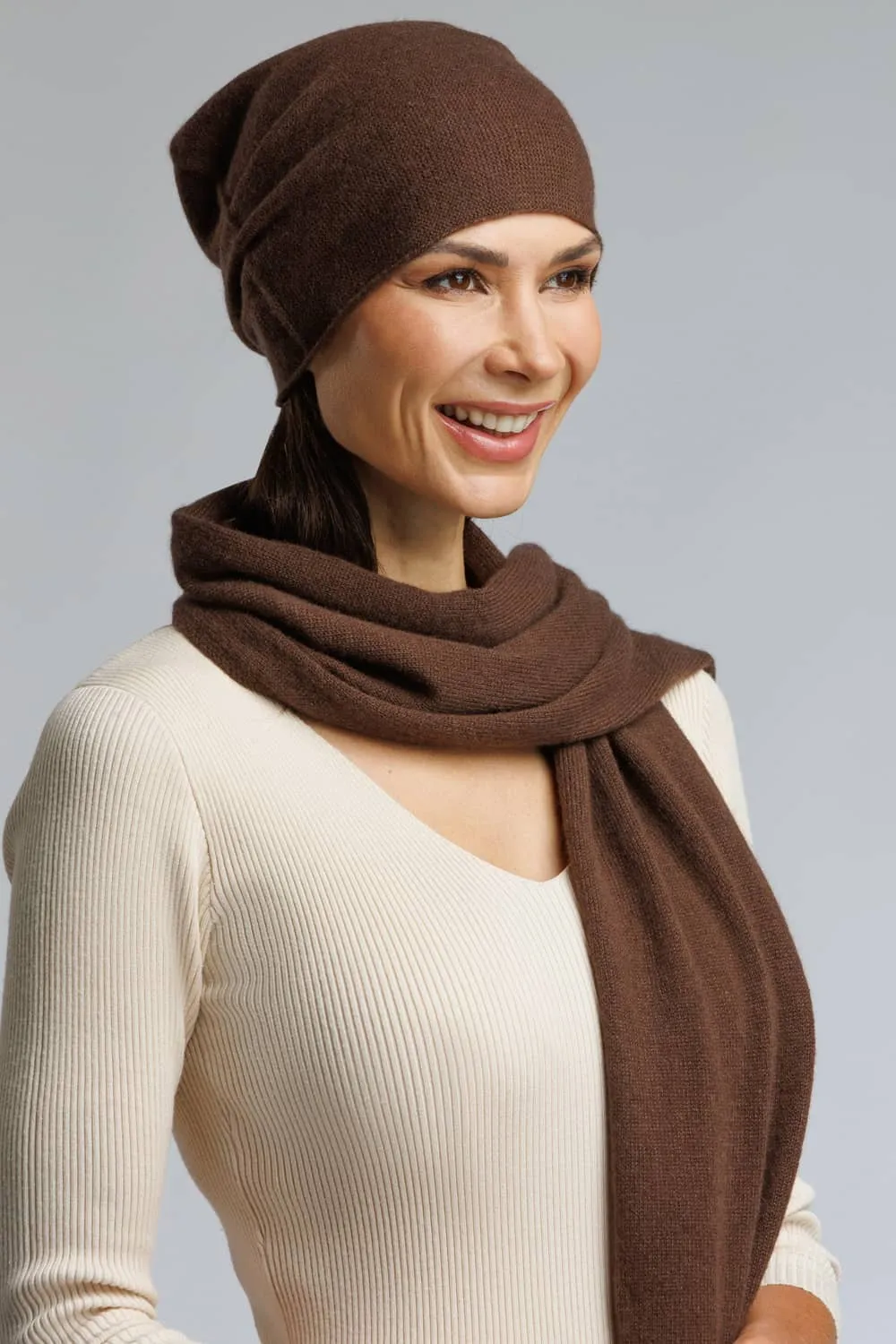 Women's 100% Cashmere Slouchy Beanie Hat