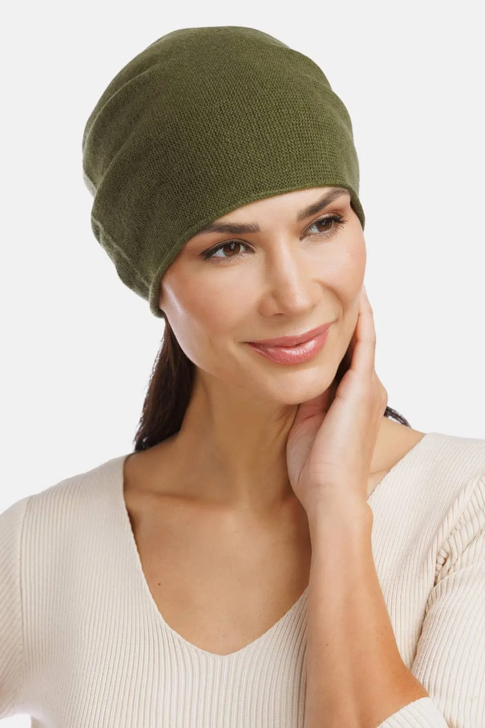 Women's 100% Cashmere Slouchy Beanie Hat