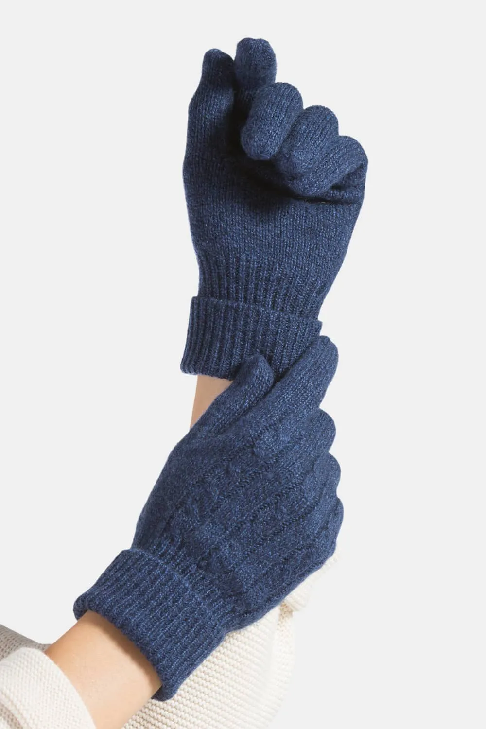 Women's 100% Pure Cashmere Cable Knit Gloves