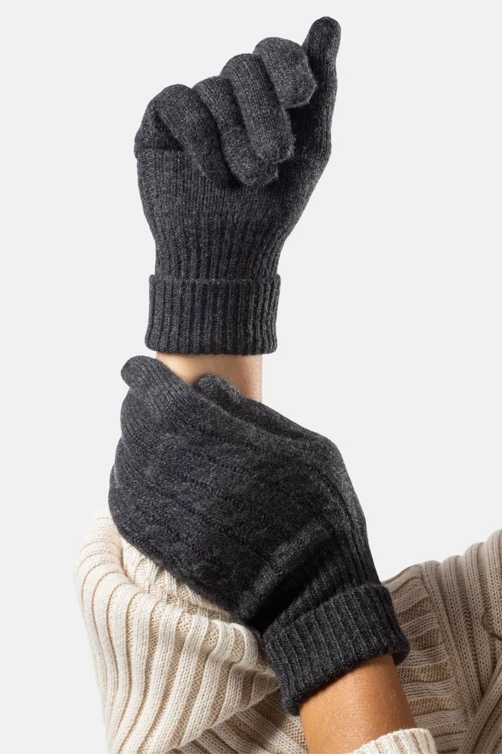 Women's 100% Pure Cashmere Cable Knit Gloves