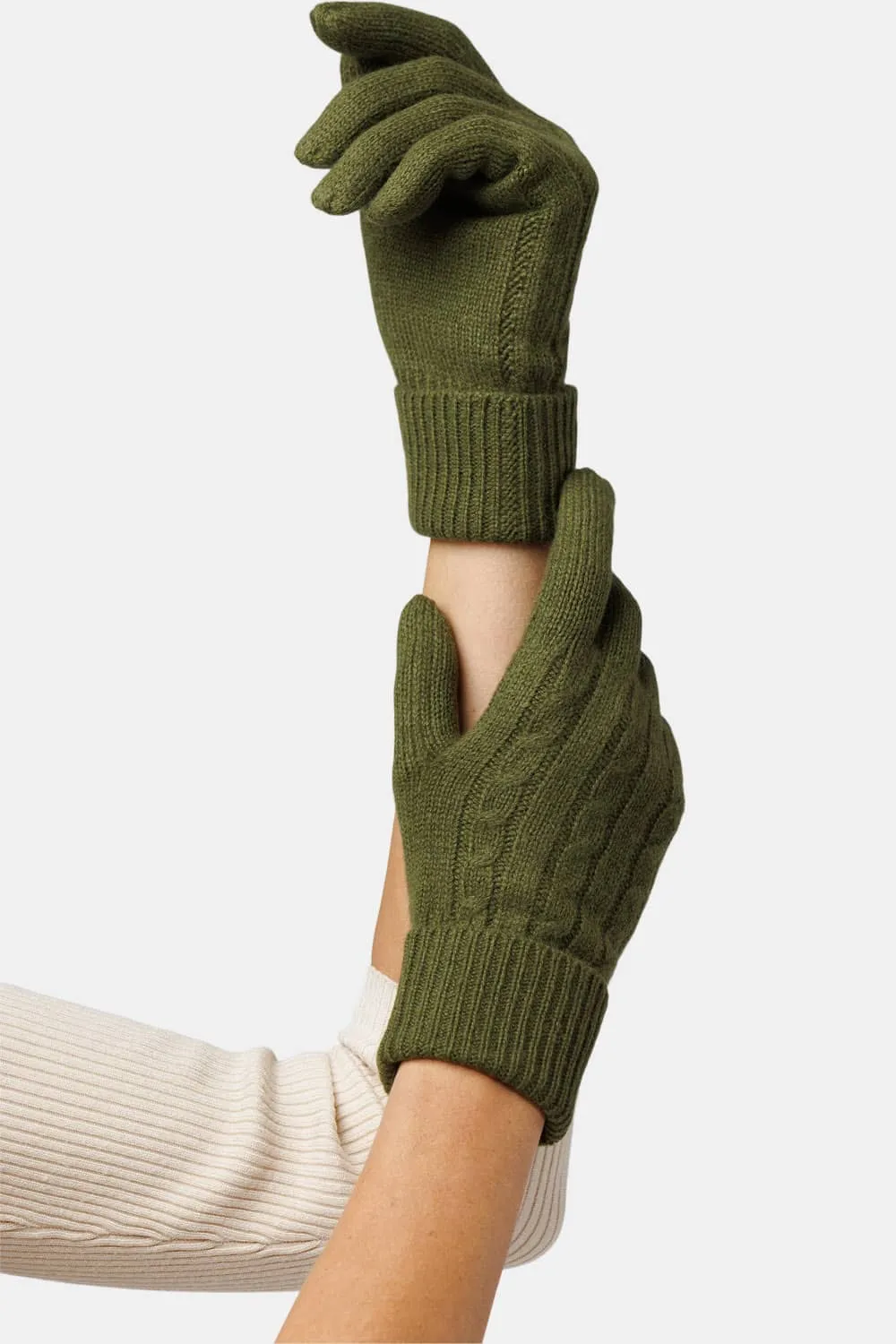 Women's 100% Pure Cashmere Cable Knit Gloves