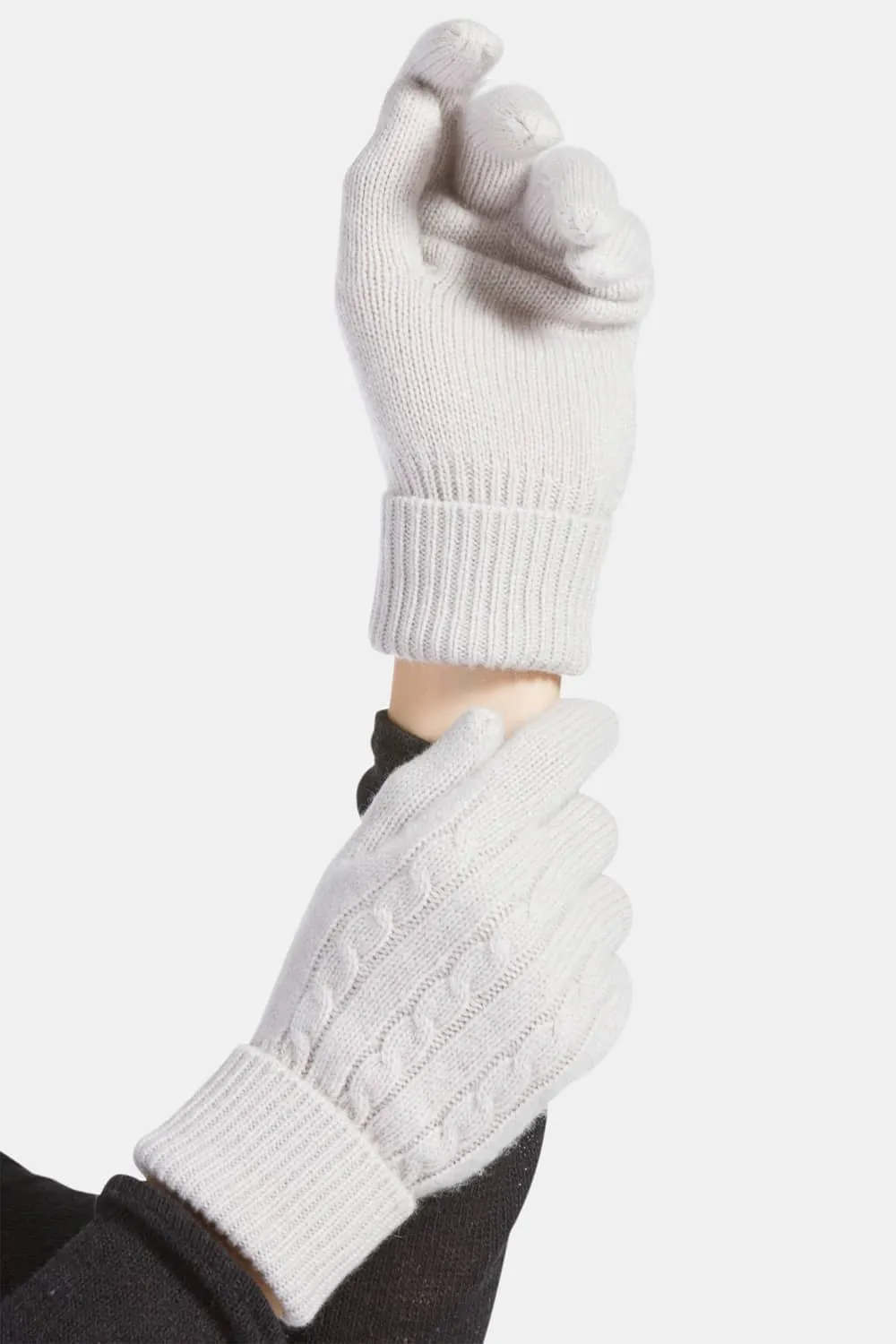 Women's 100% Pure Cashmere Cable Knit Gloves