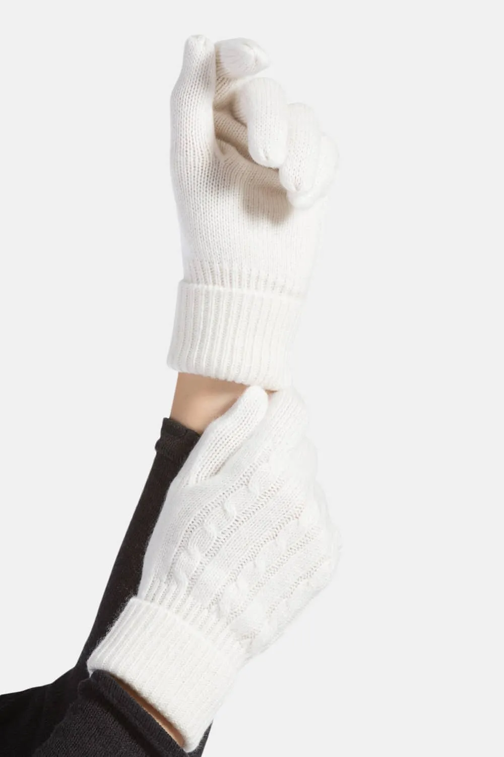 Women's 100% Pure Cashmere Cable Knit Gloves