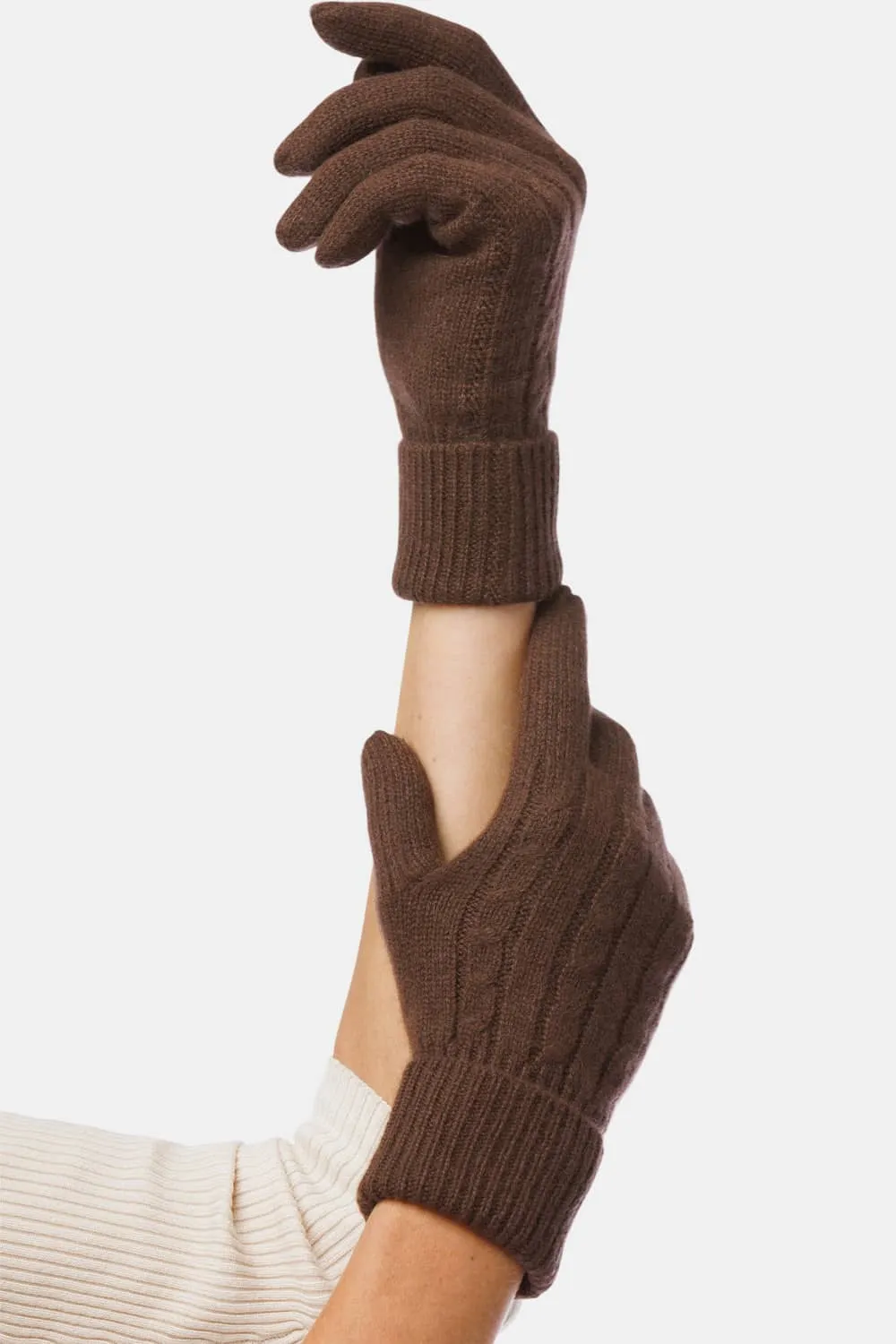 Women's 100% Pure Cashmere Cable Knit Gloves