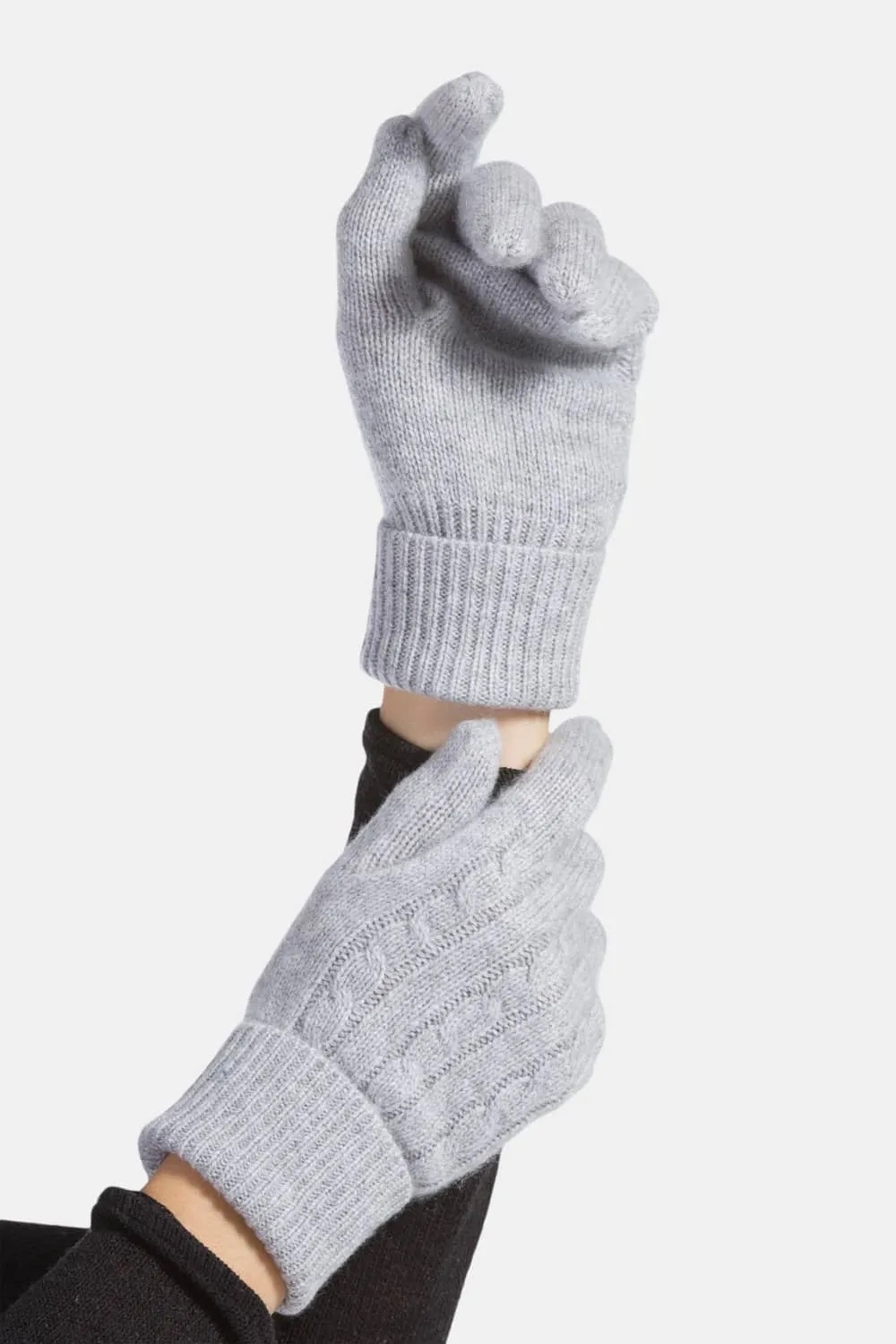 Women's 100% Pure Cashmere Cable Knit Gloves