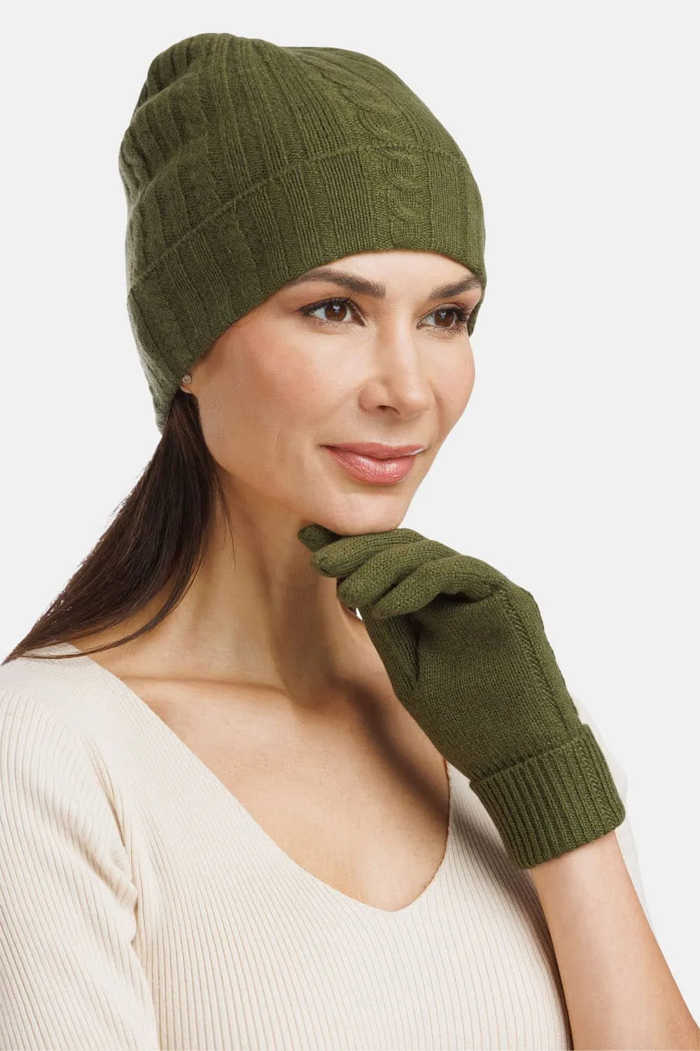 Women's 100% Pure Cashmere Cable Knit Gloves