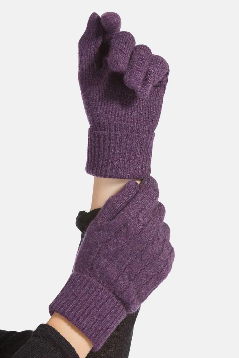 Women's 100% Pure Cashmere Cable Knit Gloves