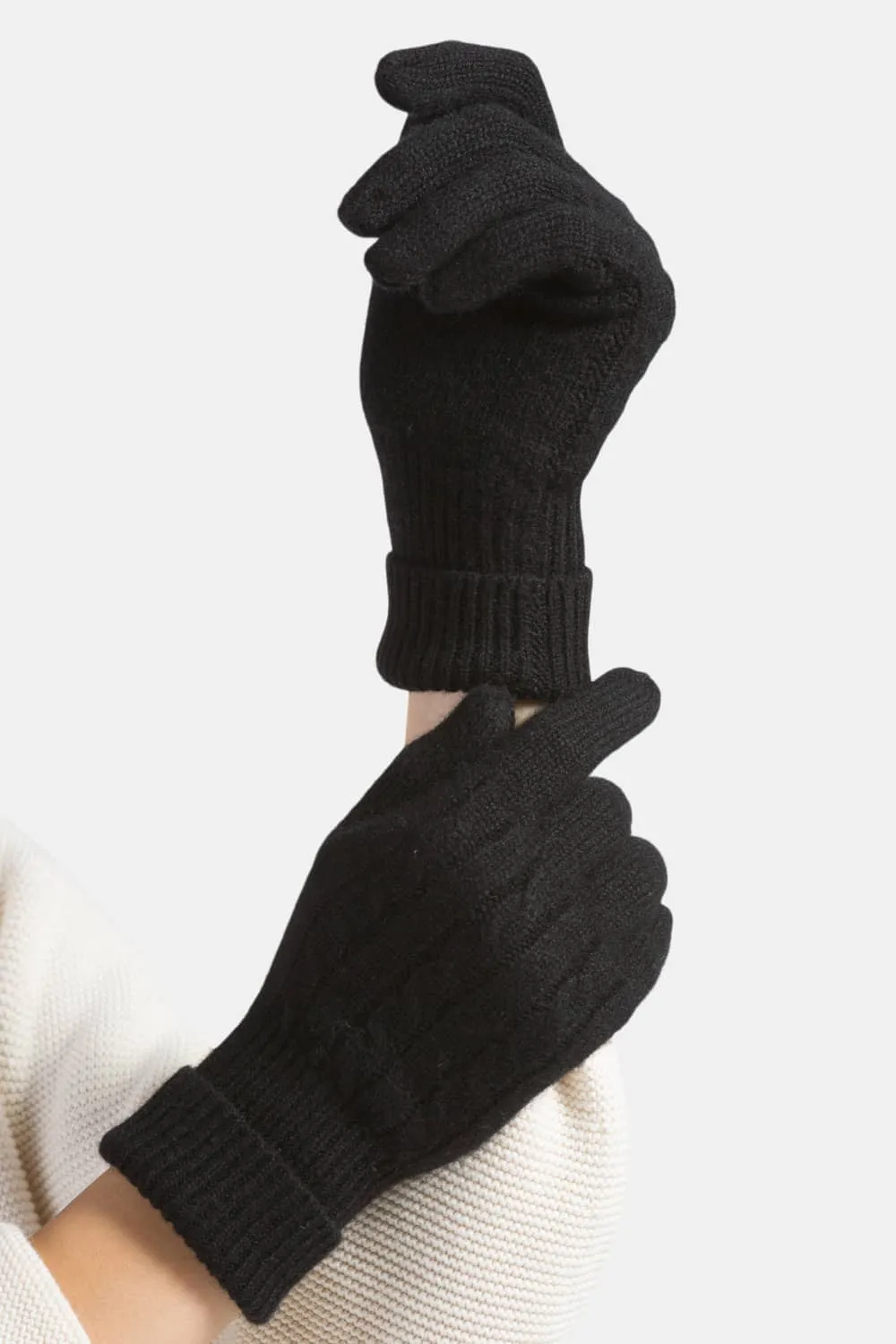 Women's 100% Pure Cashmere Cable Knit Gloves