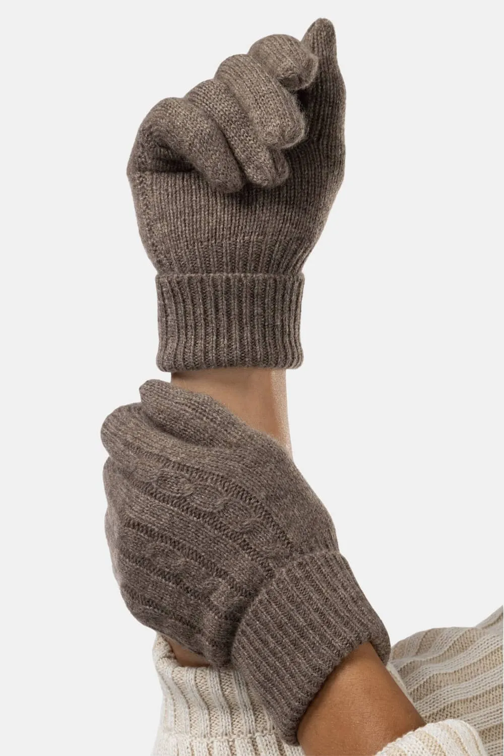 Women's 100% Pure Cashmere Cable Knit Gloves