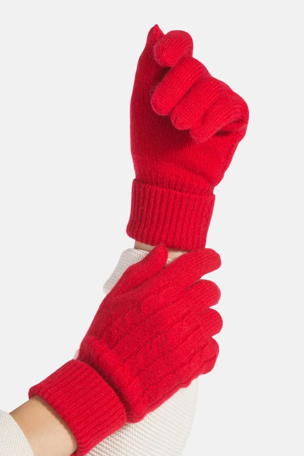 Women's 100% Pure Cashmere Cable Knit Gloves