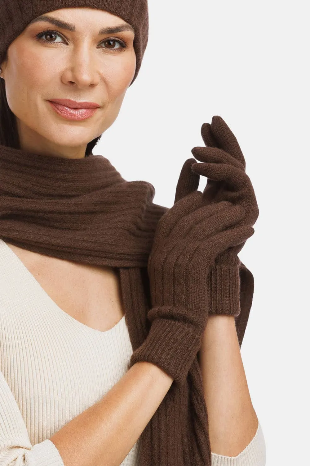 Women's 100% Pure Cashmere Cable Knit Gloves