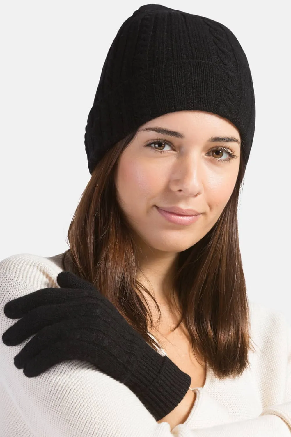 Women's 100% Pure Cashmere Cable Knit Hat