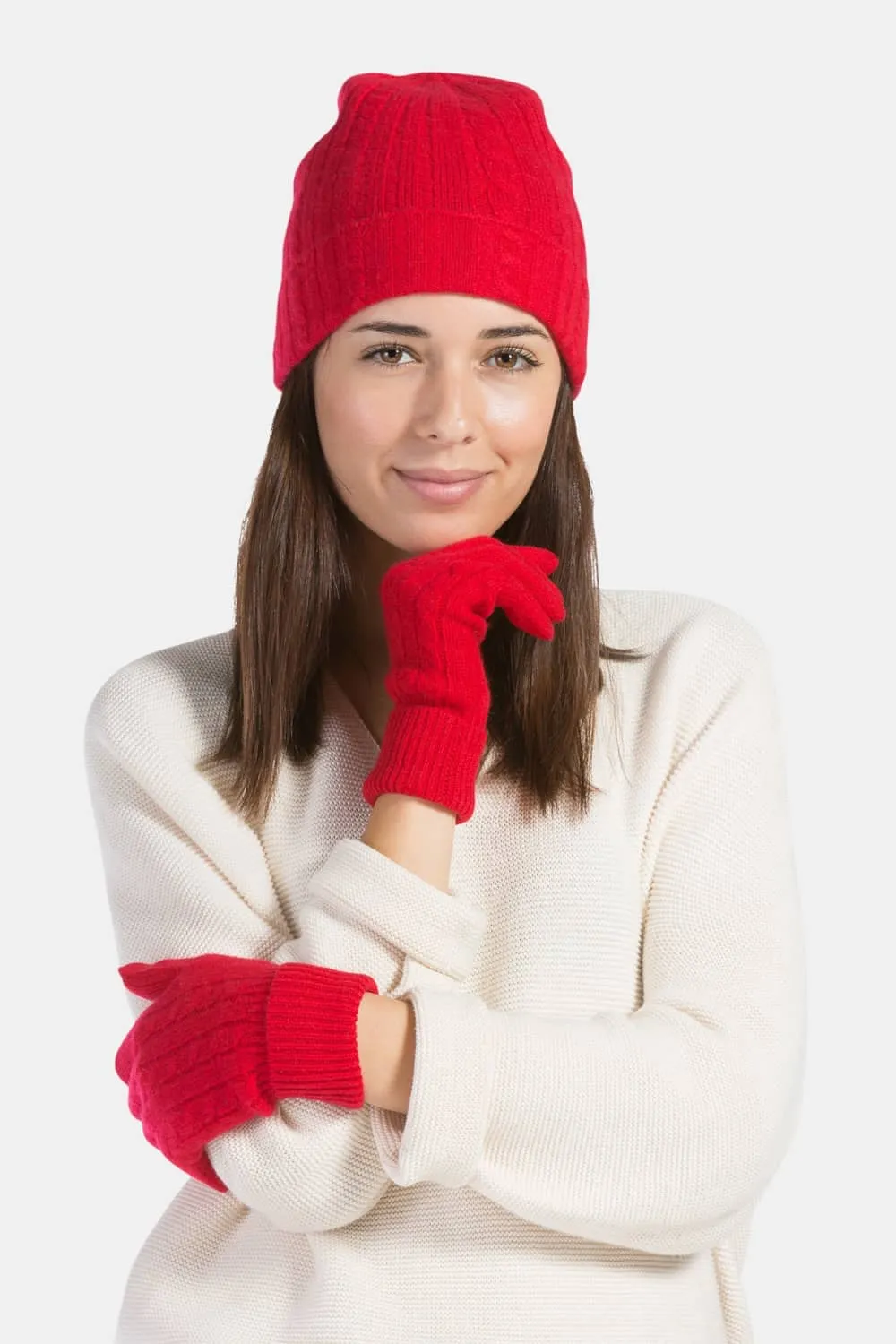 Women's 100% Pure Cashmere Cable Knit Hat