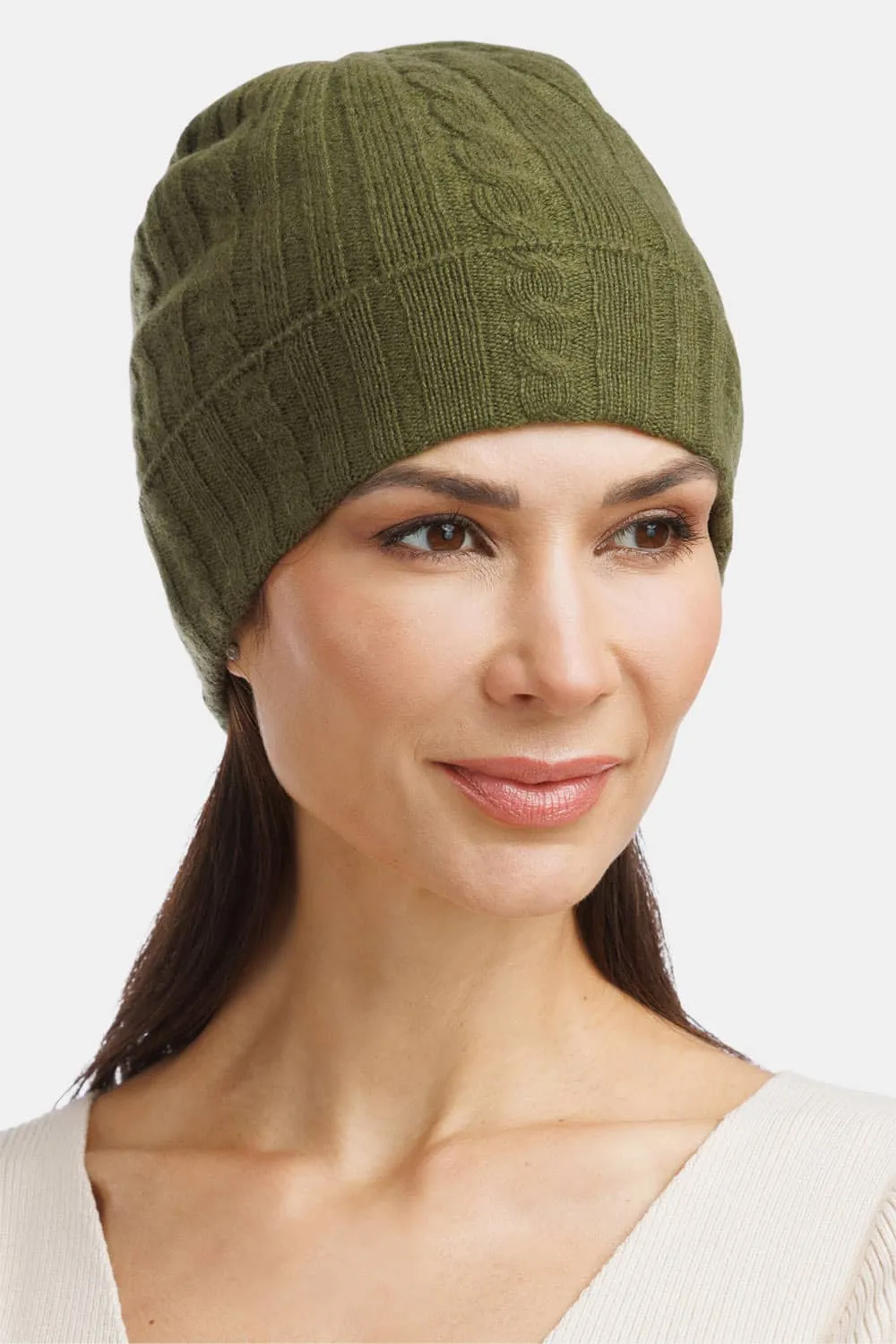 Women's 100% Pure Cashmere Cable Knit Hat