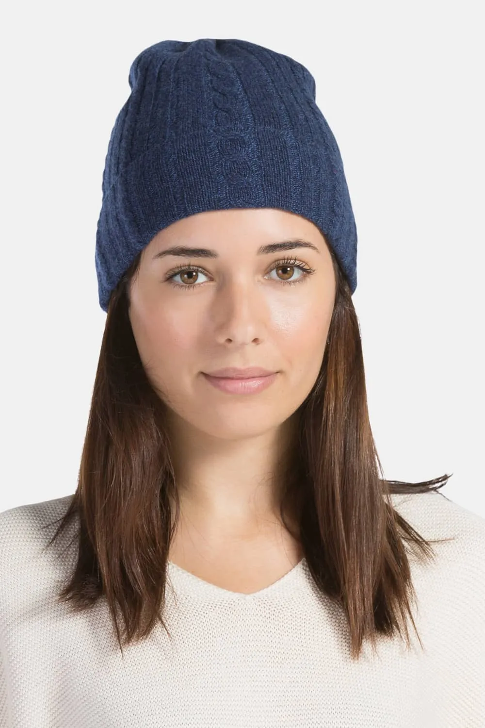 Women's 100% Pure Cashmere Cable Knit Hat