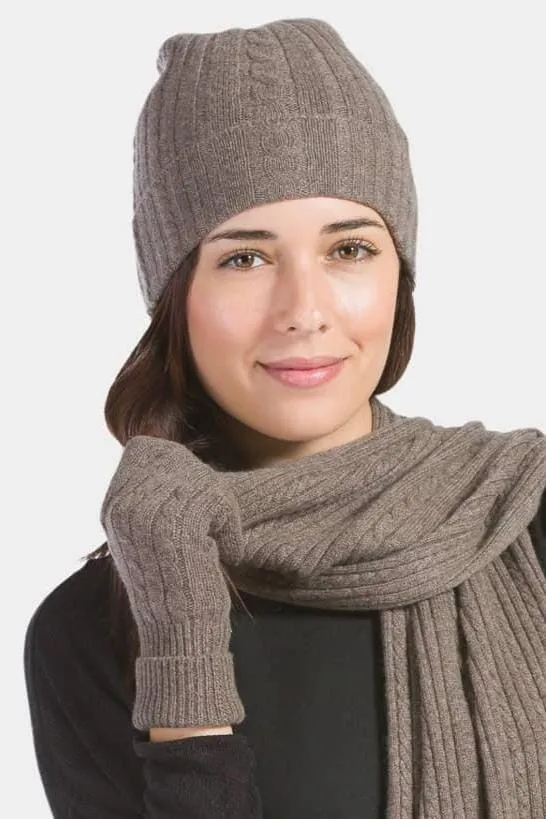 Women's 100% Pure Cashmere Cable Knit Hat