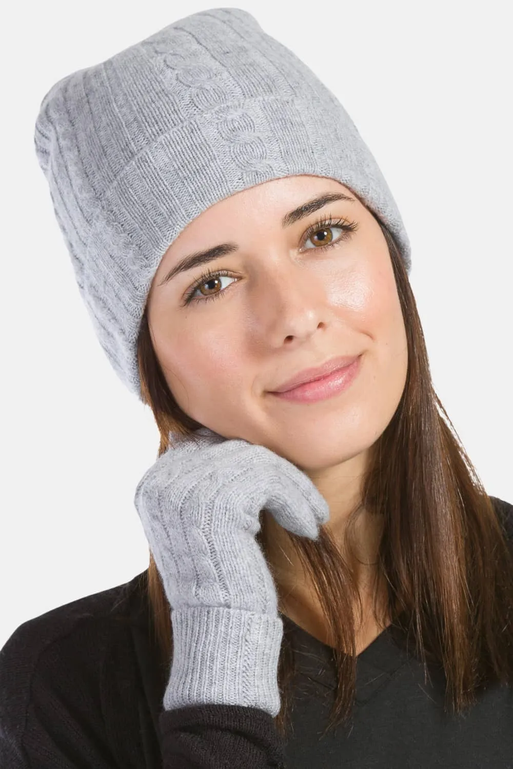 Women's 100% Pure Cashmere Cable Knit Hat