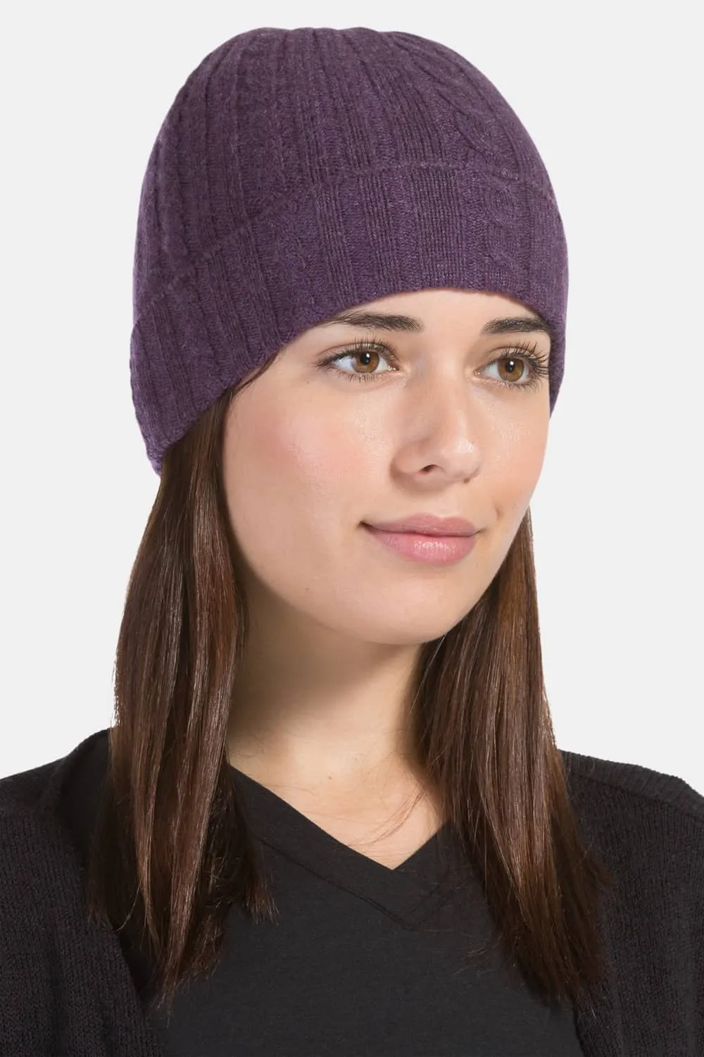 Women's 100% Pure Cashmere Cable Knit Hat