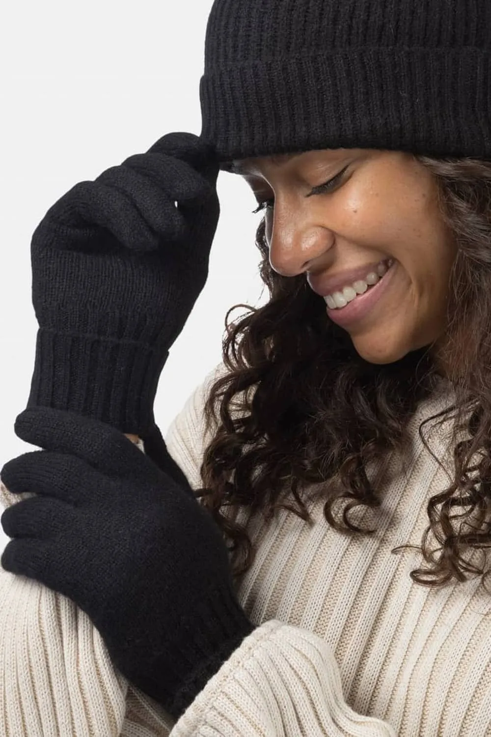 Women's 100% Pure Cashmere Gloves with Ribbed Cuff