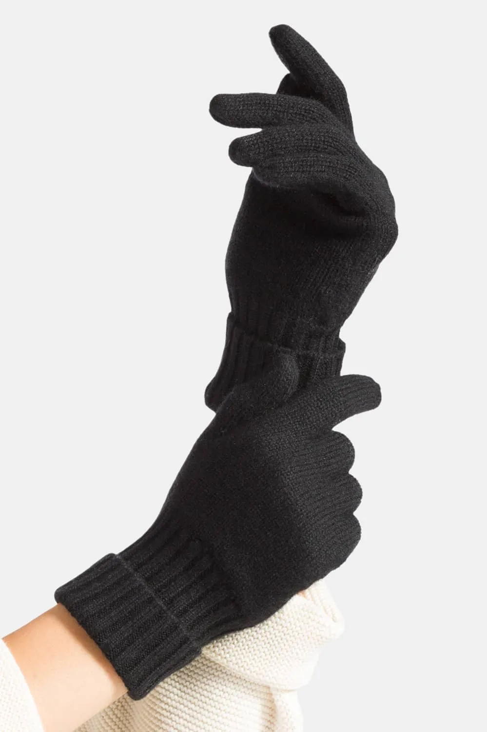 Women's 100% Pure Cashmere Gloves with Ribbed Cuff