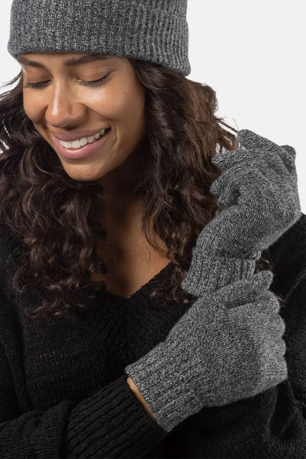 Women's 100% Pure Cashmere Gloves with Ribbed Cuff