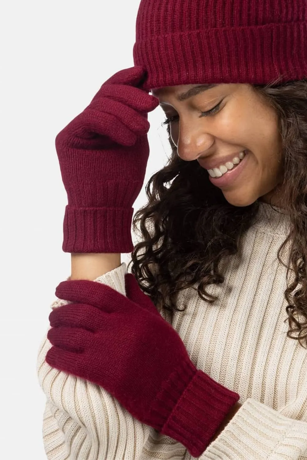 Women's 100% Pure Cashmere Gloves with Ribbed Cuff