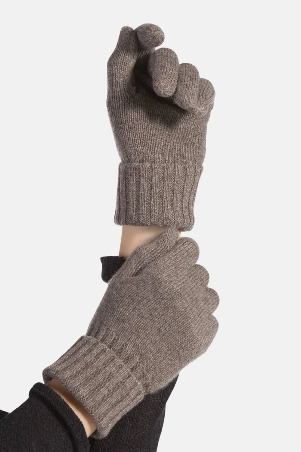 Women's 100% Pure Cashmere Gloves with Ribbed Cuff