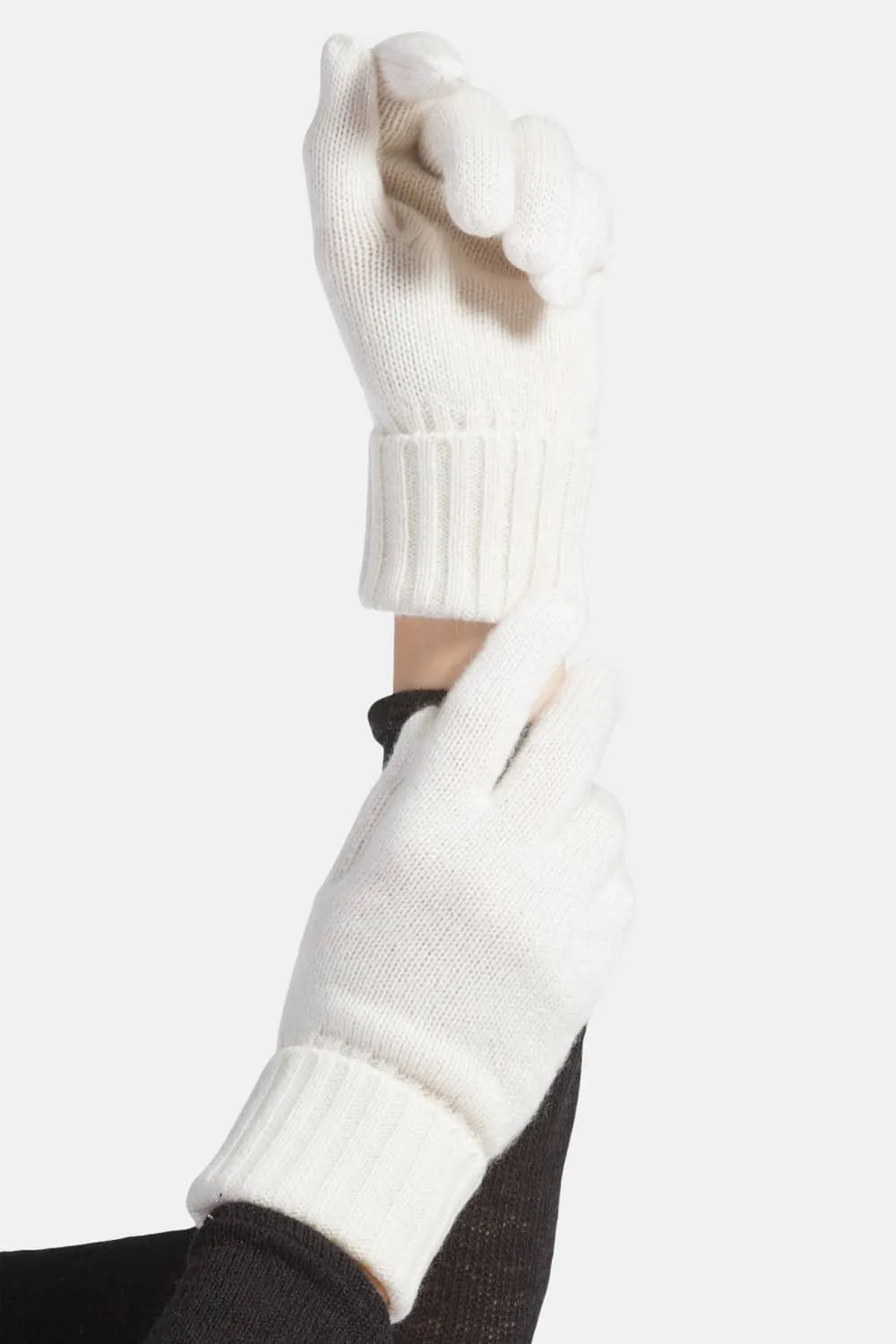 Women's 100% Pure Cashmere Gloves with Ribbed Cuff