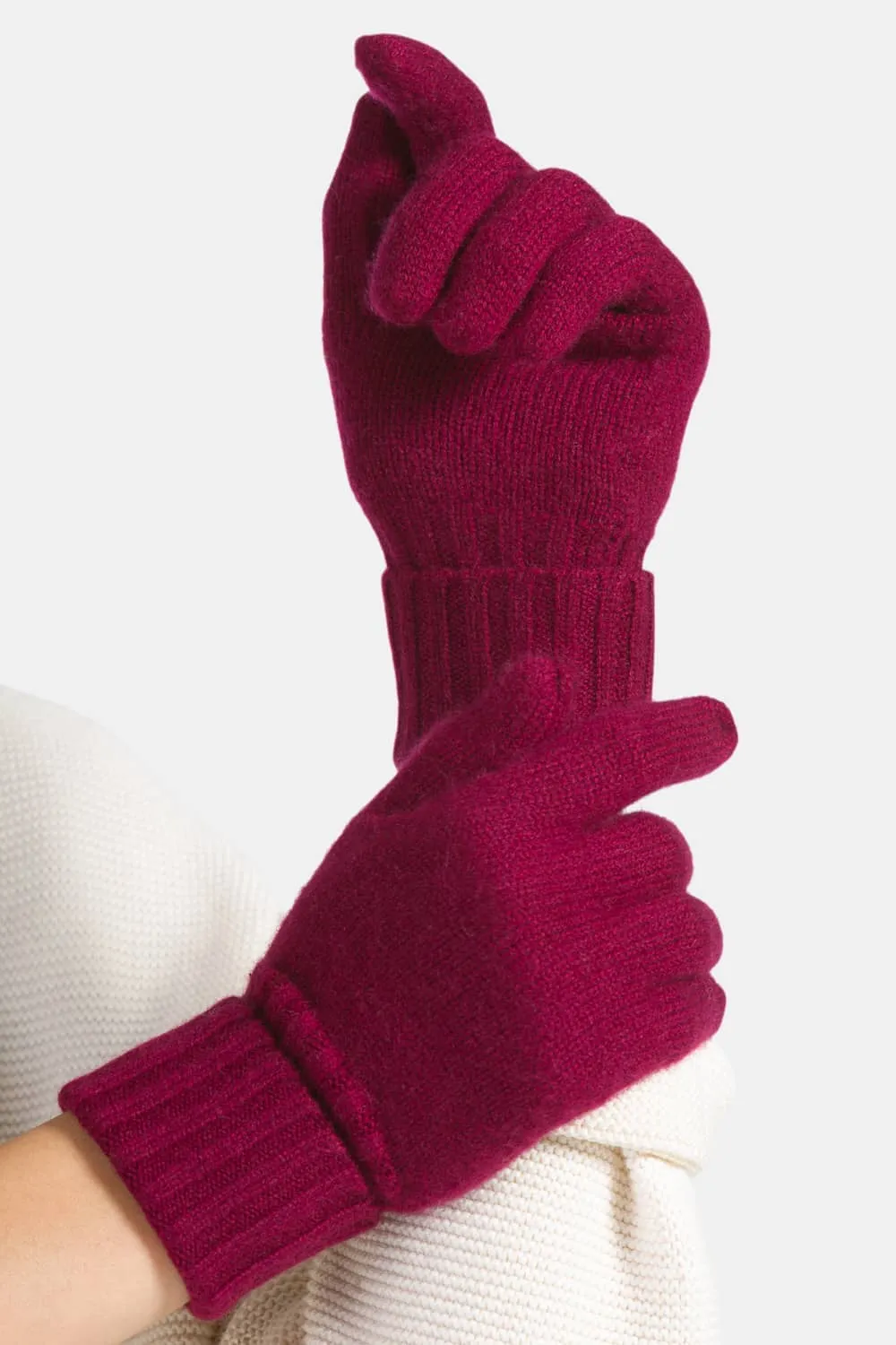 Women's 100% Pure Cashmere Gloves with Ribbed Cuff